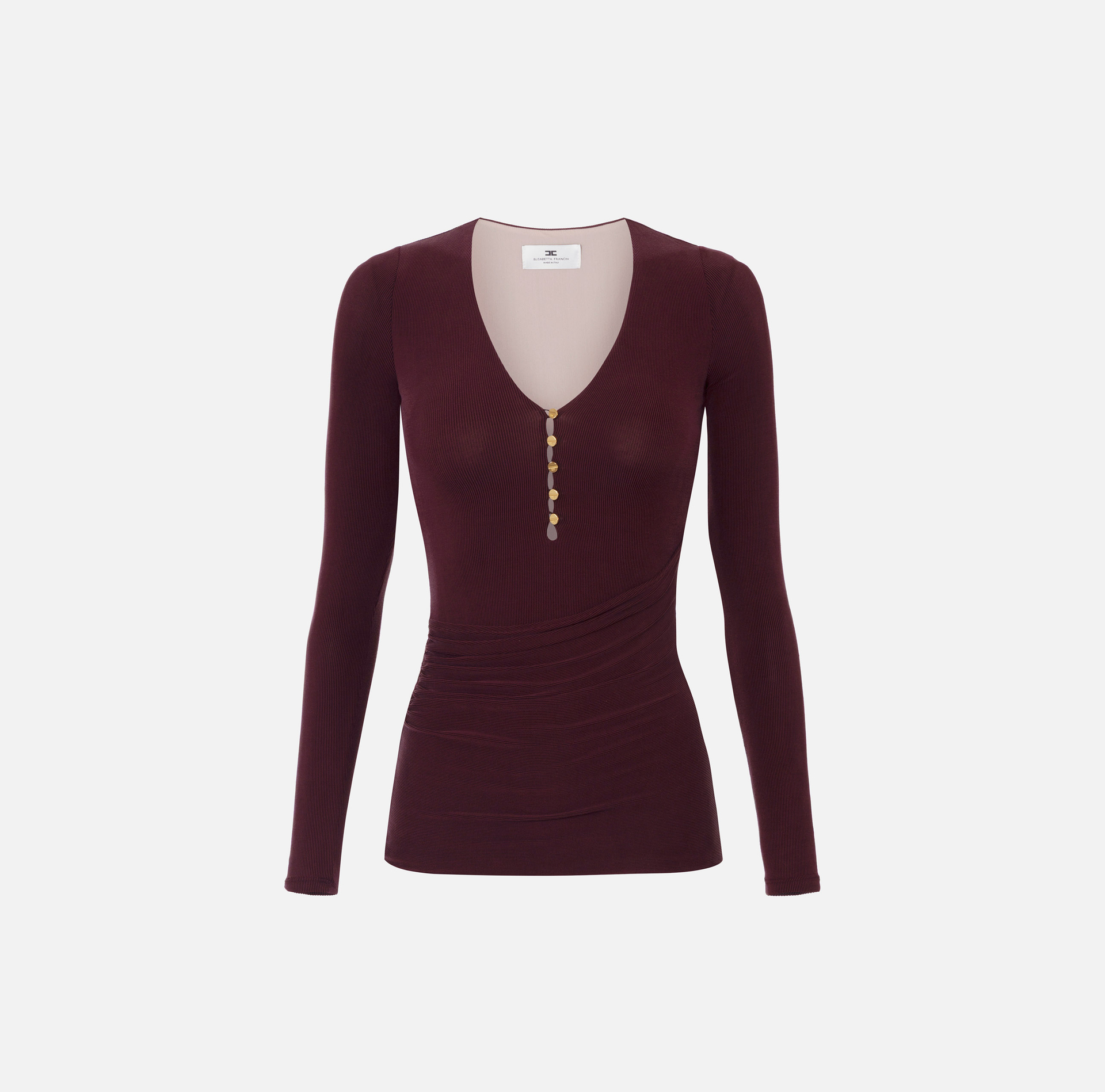 Jersey de cupro canalé con botones - Elisabetta Franchi