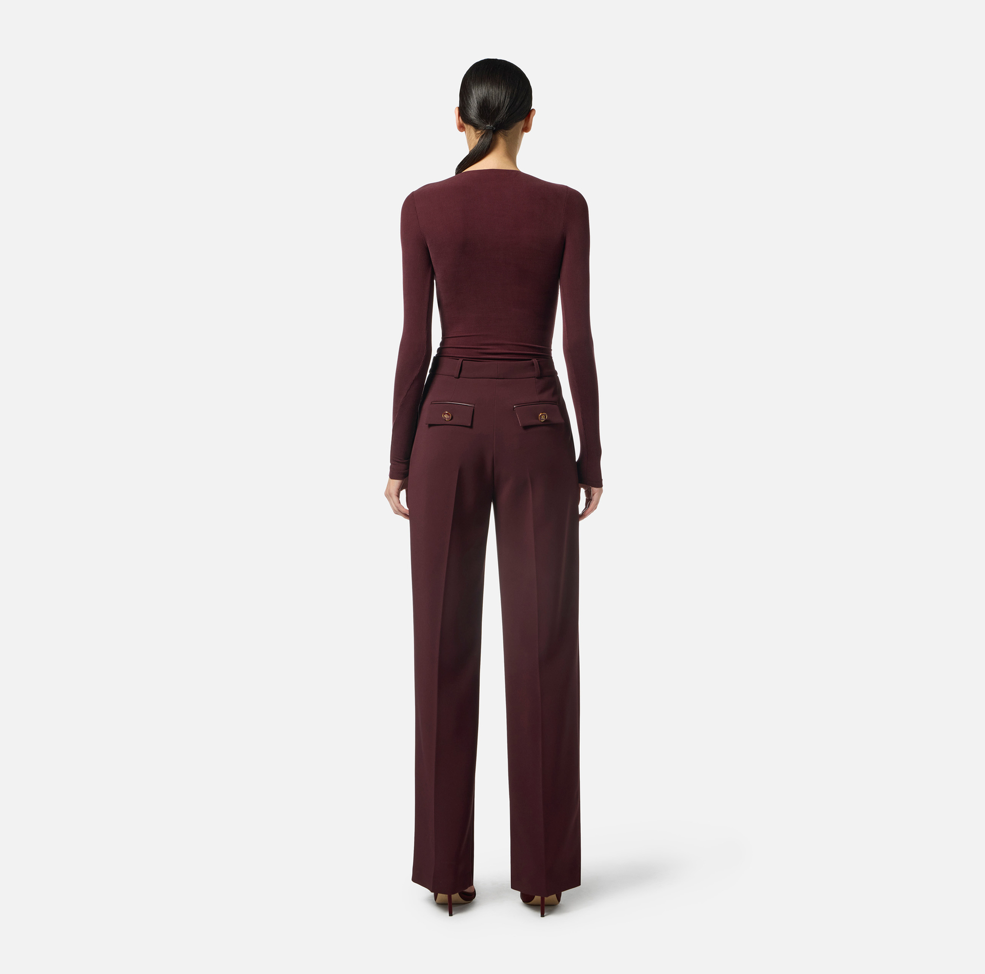 Jersey de cupro canalé con botones - Elisabetta Franchi