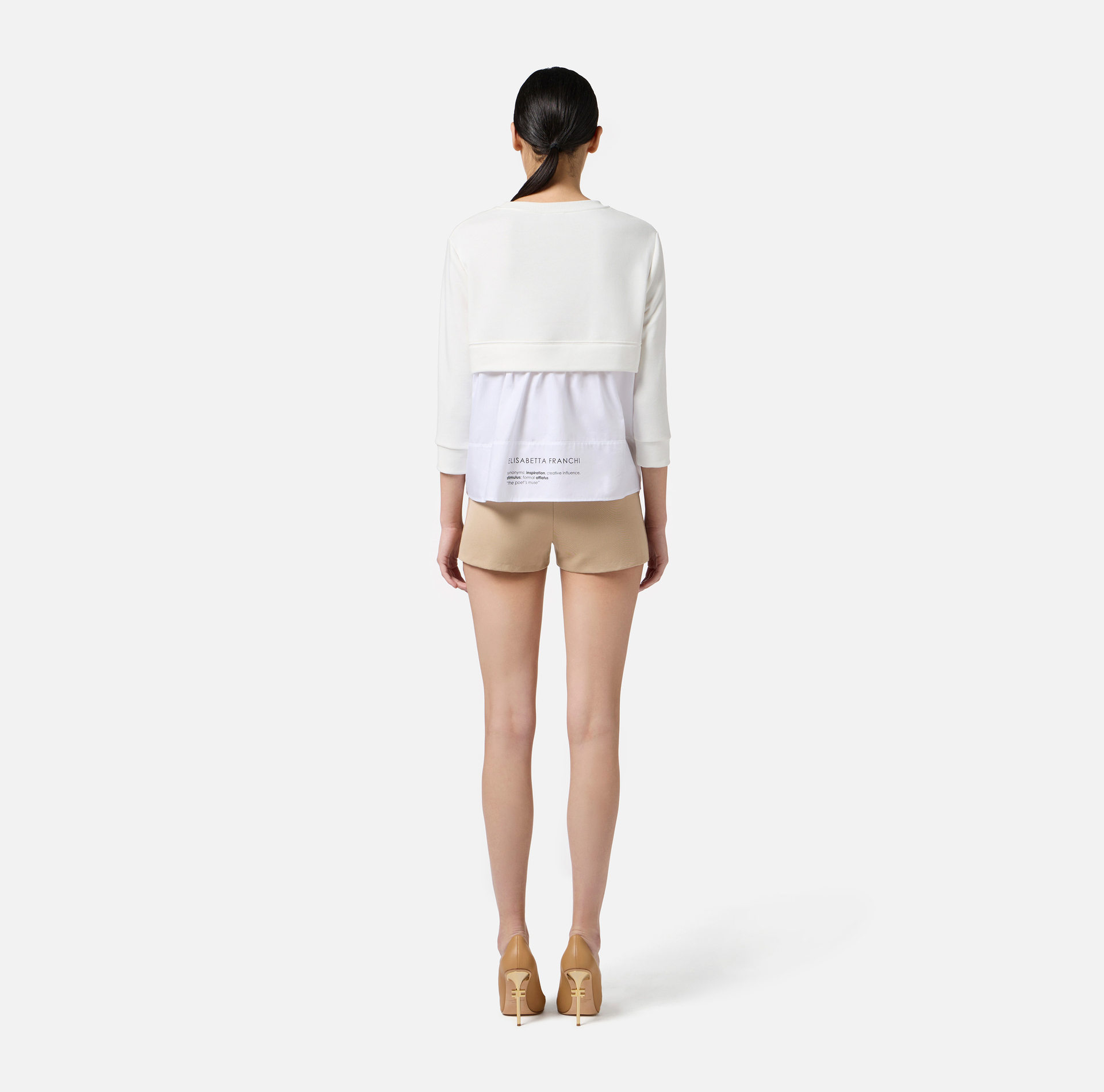 Jersey de felpa con detalles de popelina - Elisabetta Franchi