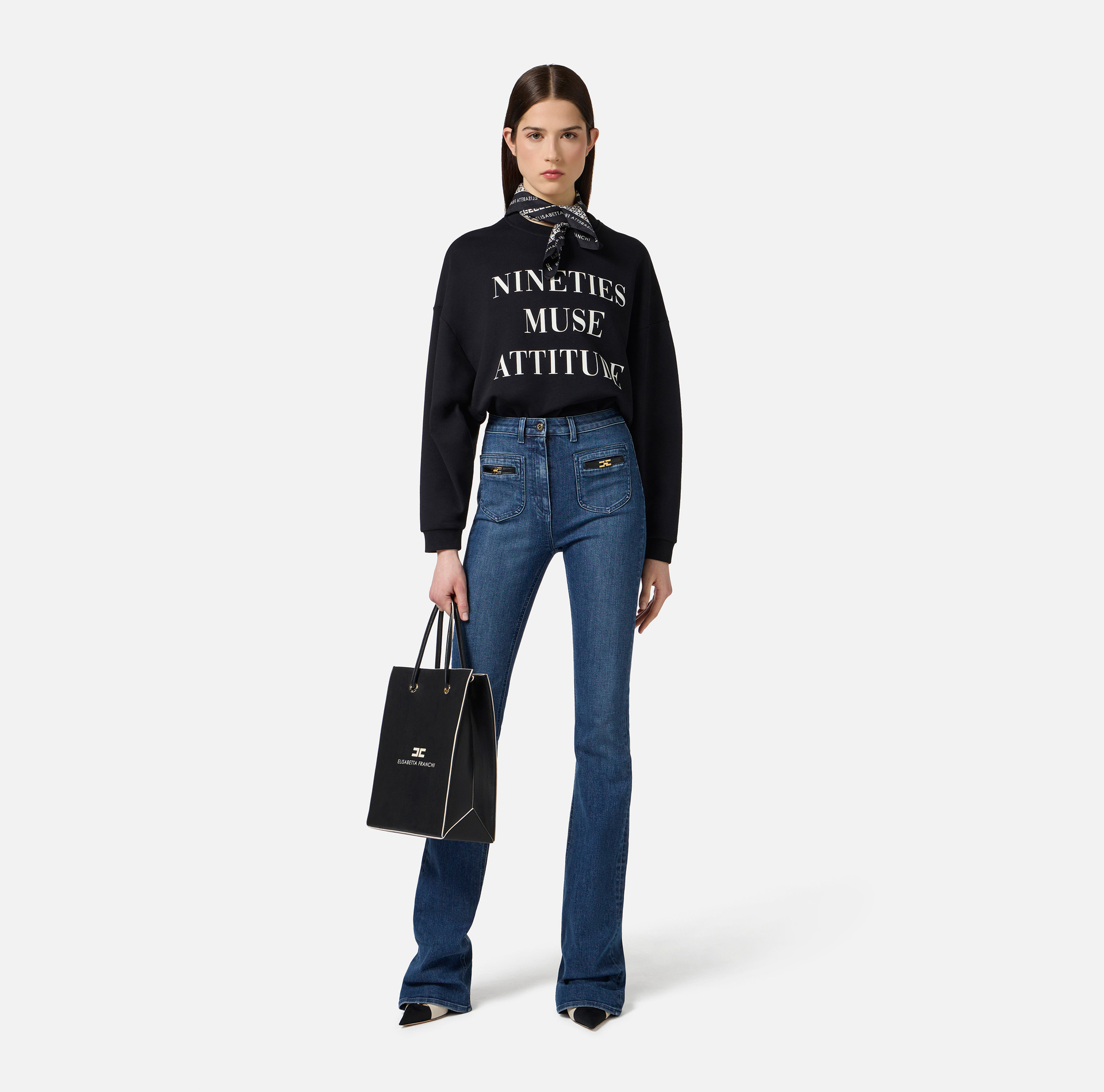 Sudadera de algodón con estampado de letras - Elisabetta Franchi