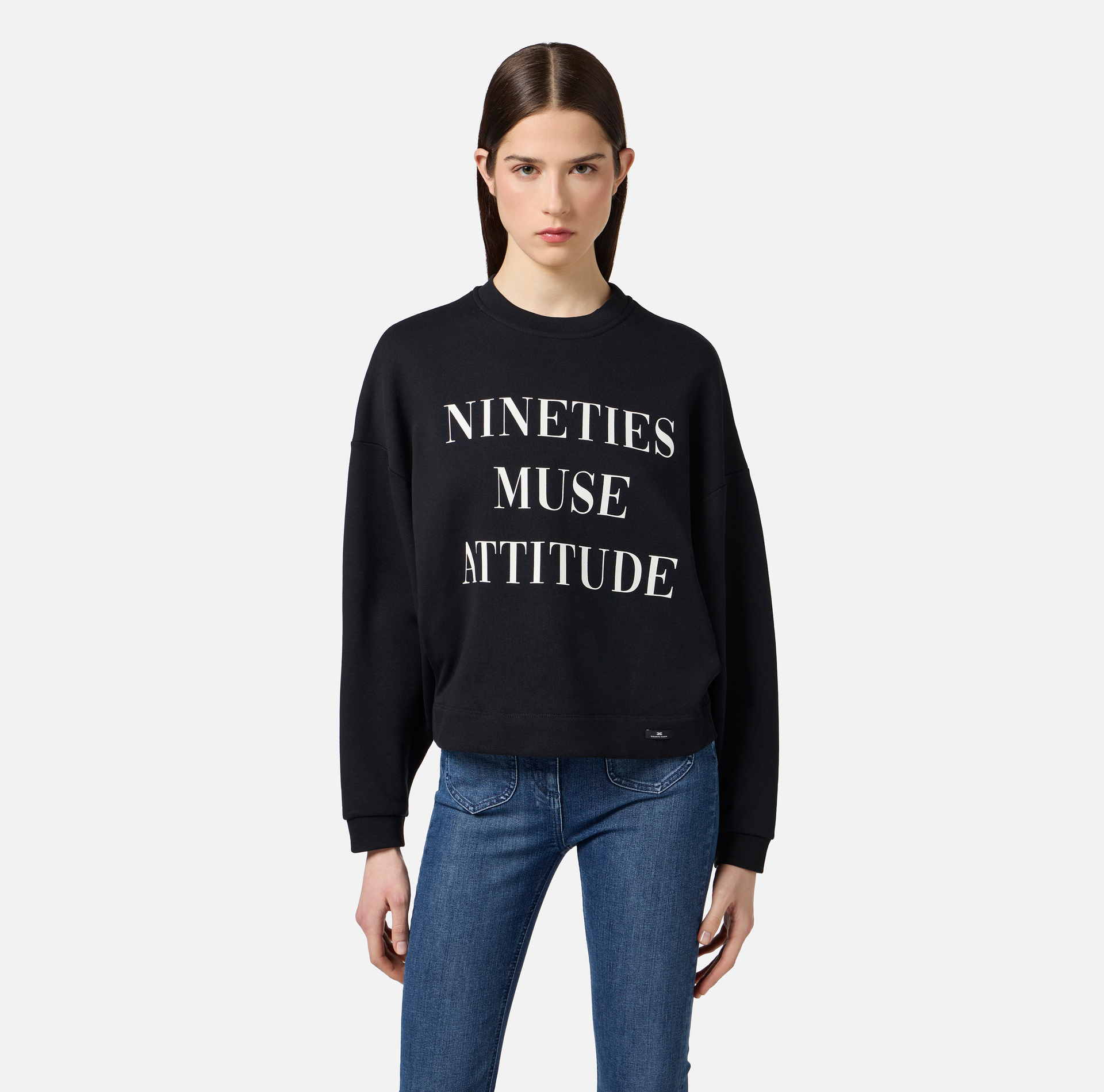 Sudadera de algodón con estampado de letras - Elisabetta Franchi
