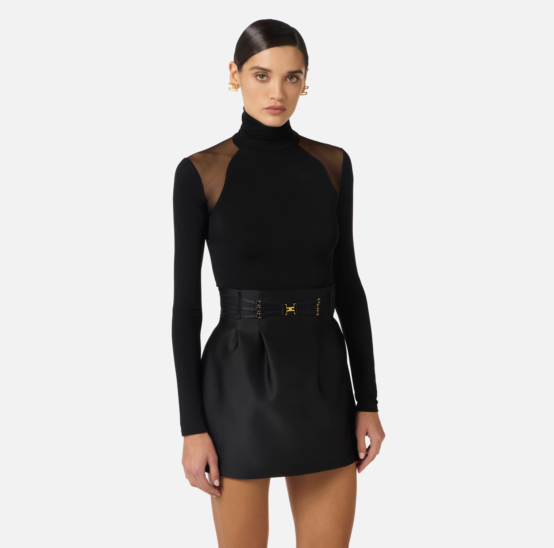 Pullover aus Crêpe-Jersey und Tüll - Elisabetta Franchi