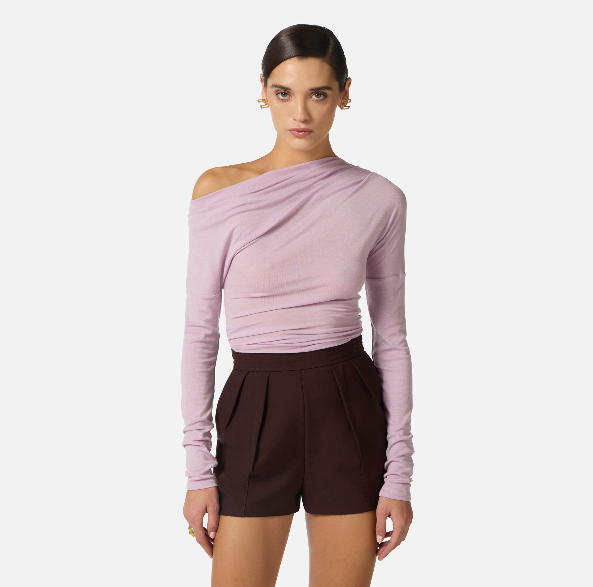 Top z lekkiego dżerseju z wyszywanym logo - Elisabetta Franchi