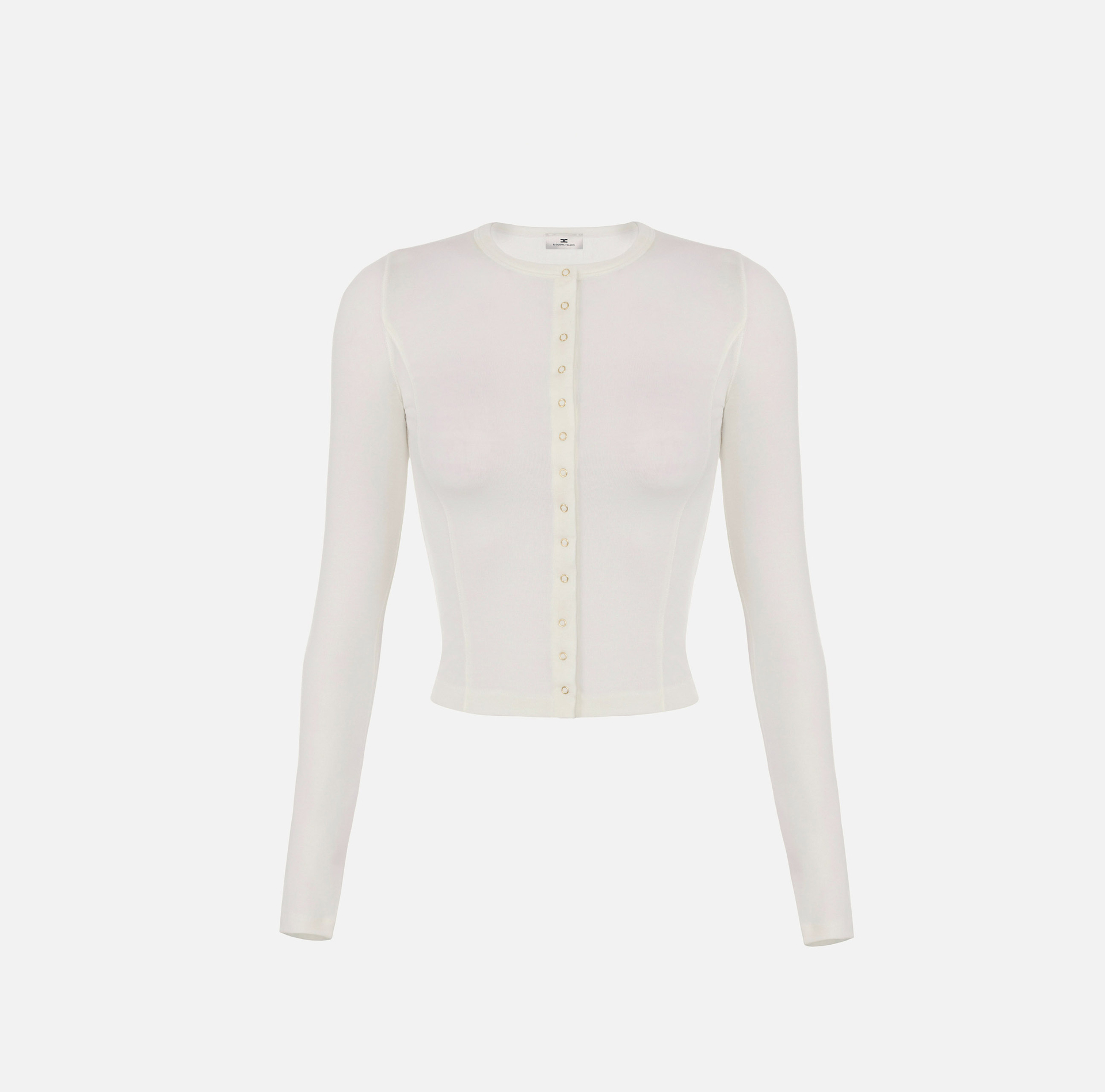 Kardigan z lekkiego dżerseju z wyszywanym logo - Elisabetta Franchi