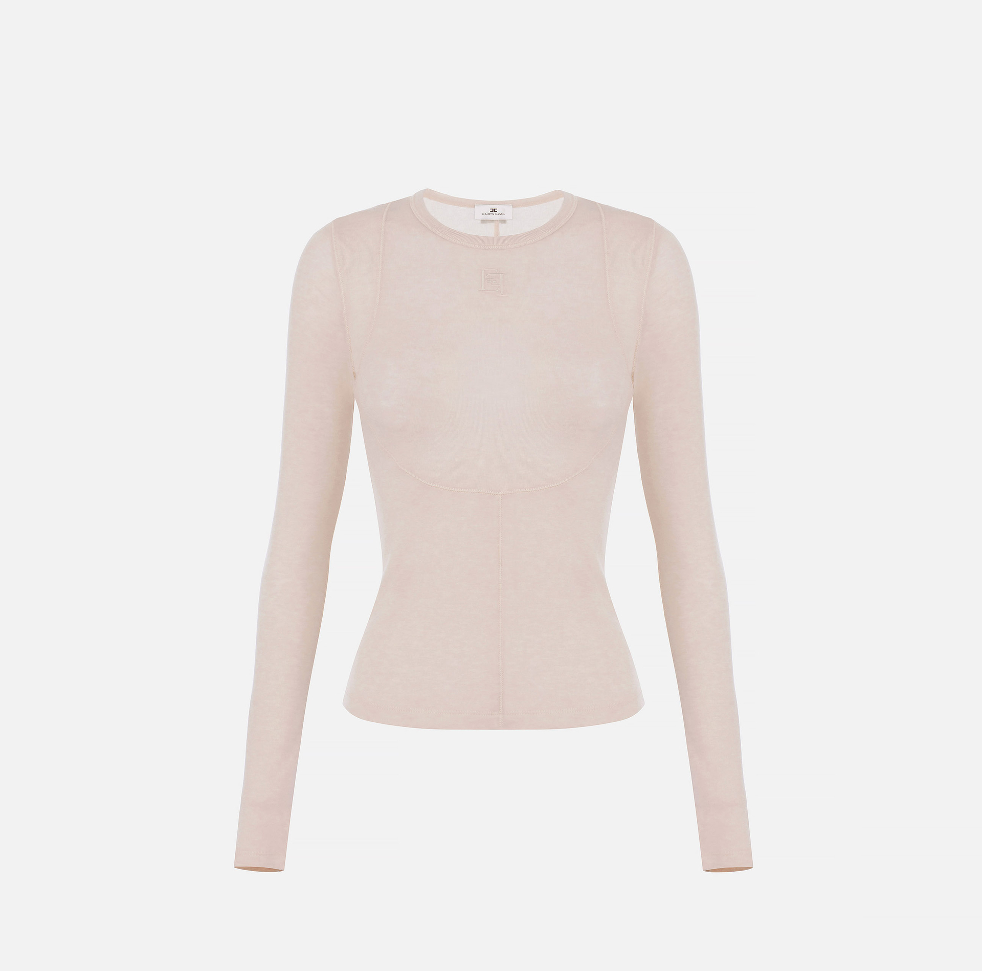 Sweter z lekkiego dżerseju z wyszywanym logo - Elisabetta Franchi