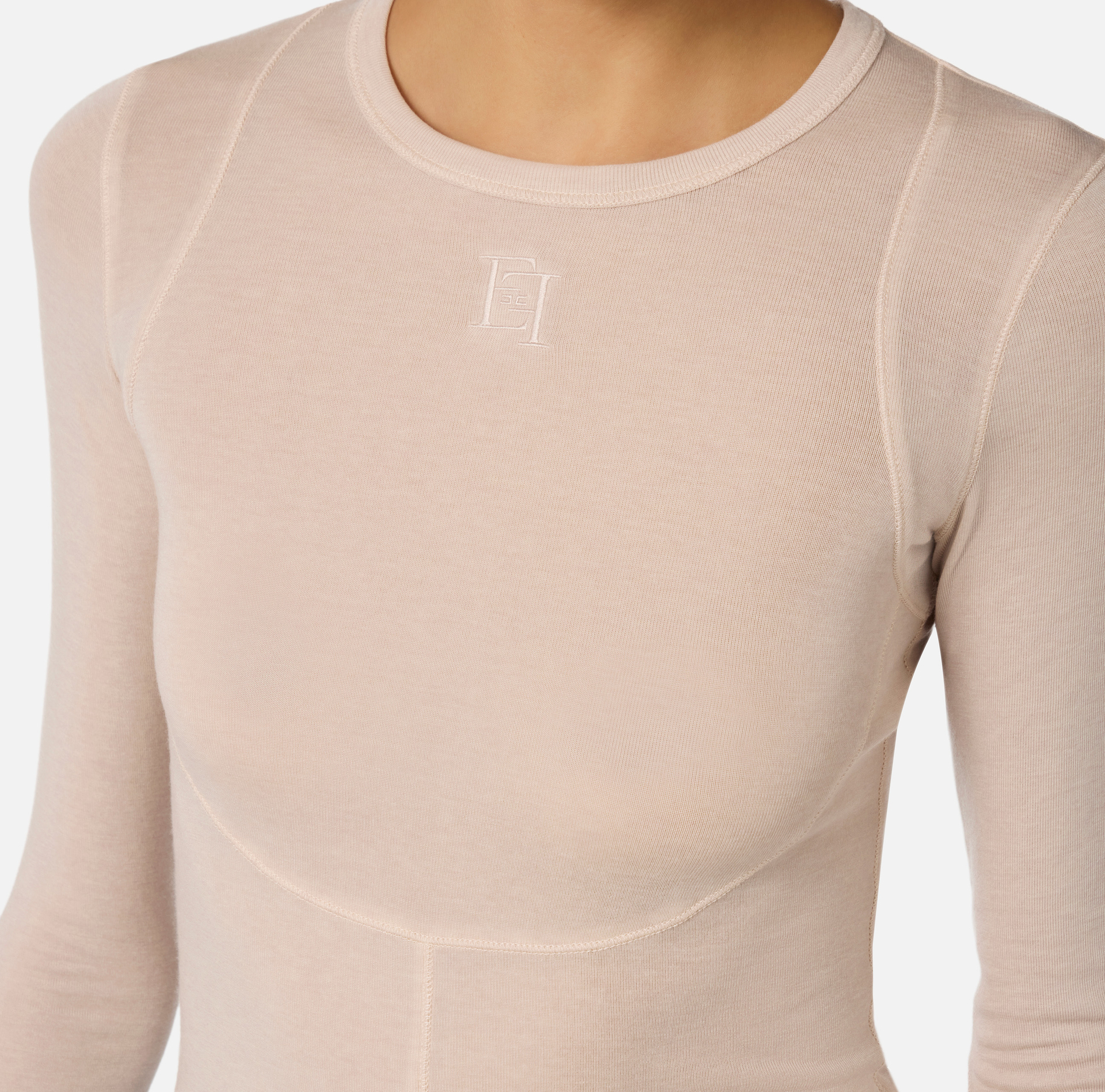 Sweter z lekkiego dżerseju z wyszywanym logo - Elisabetta Franchi