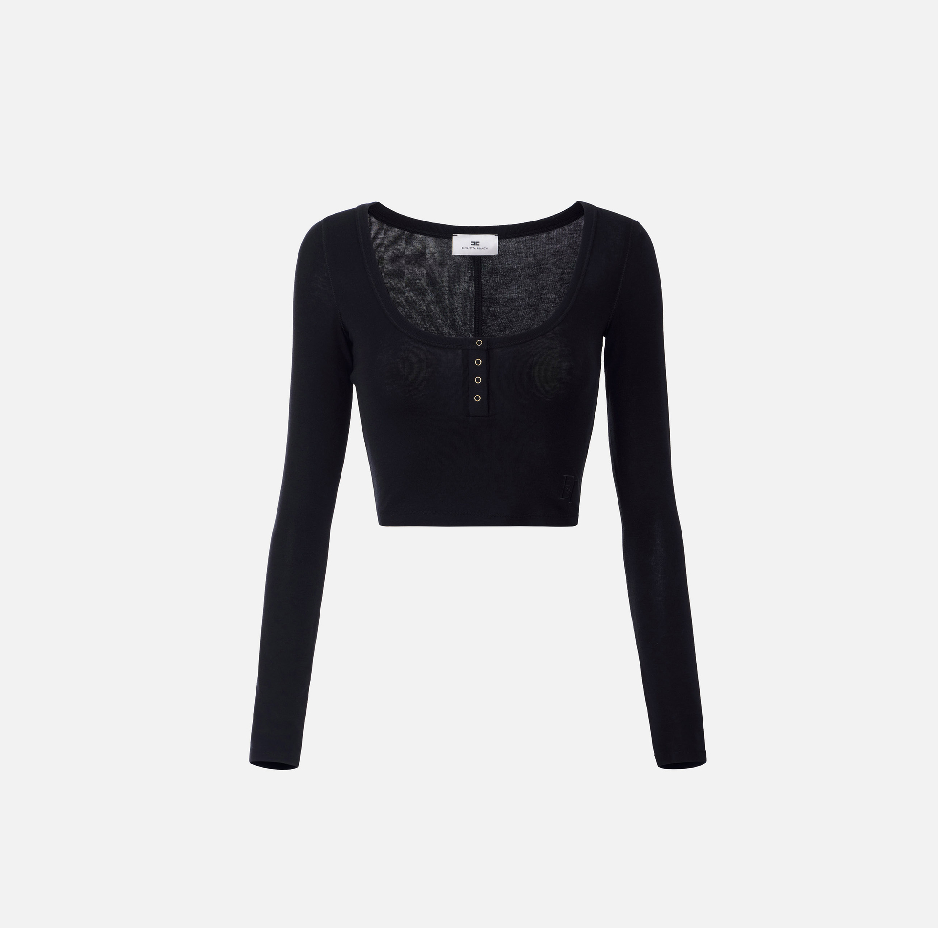 Sweter z lekkiego dżerseju z guzikami - Elisabetta Franchi