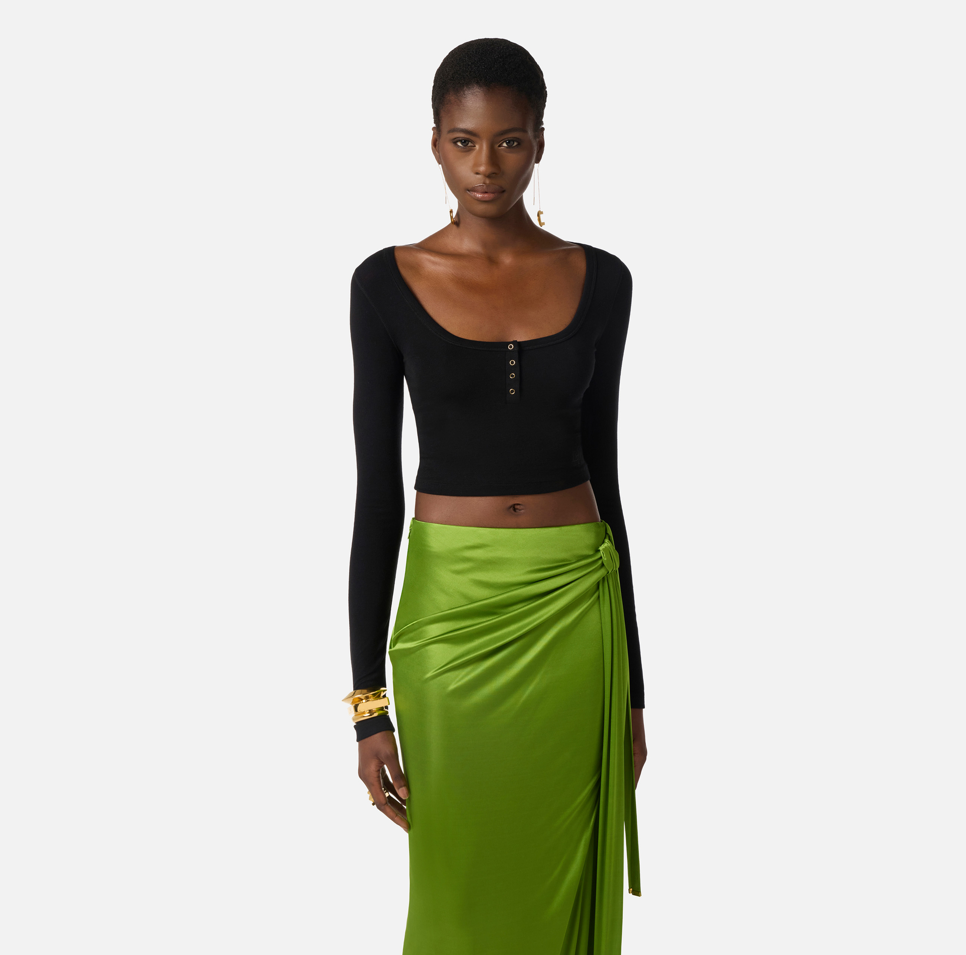 Sweter z lekkiego dżerseju z guzikami - Elisabetta Franchi