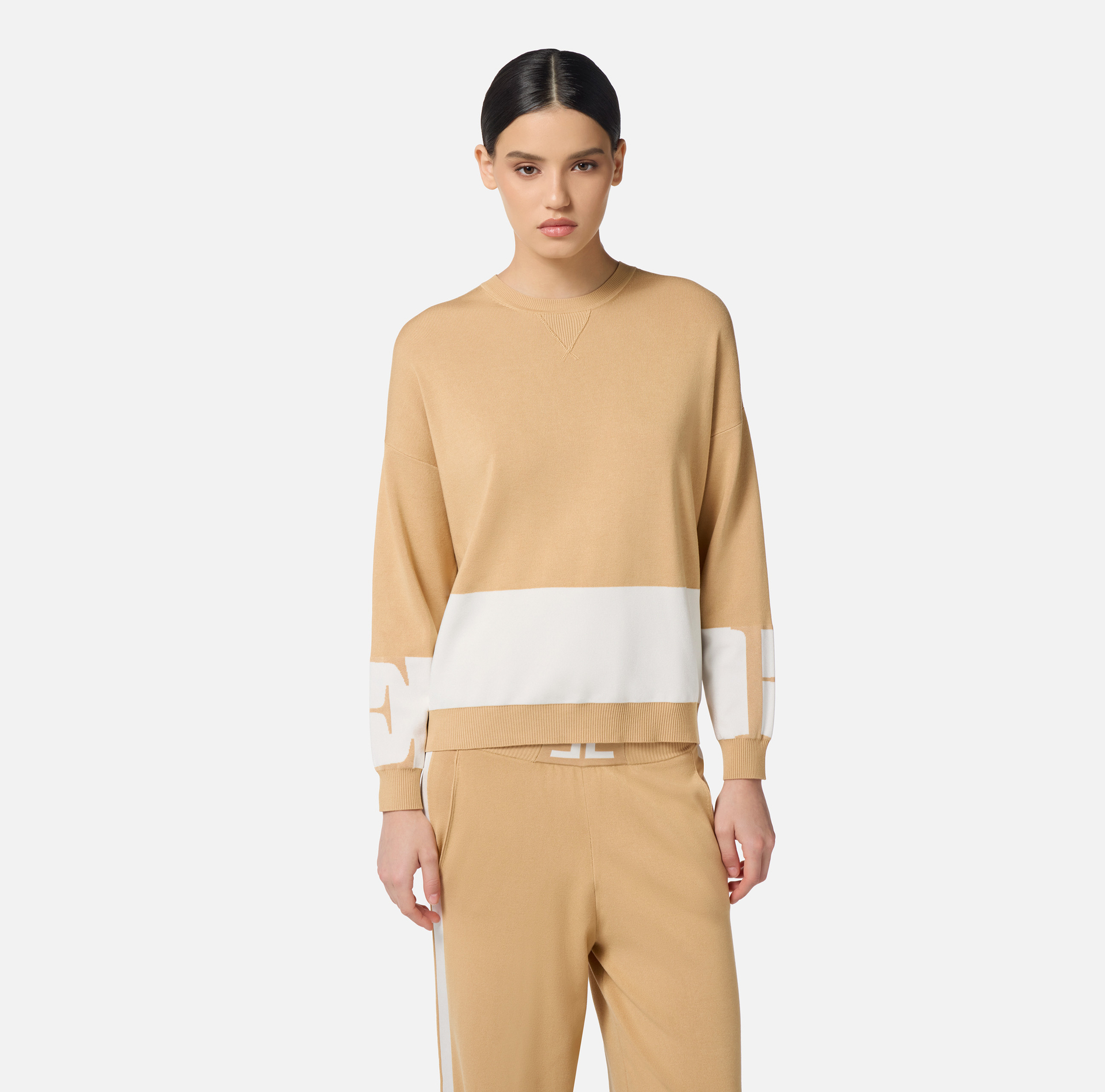 Jersey de viscosa con bandas brillantes - Elisabetta Franchi