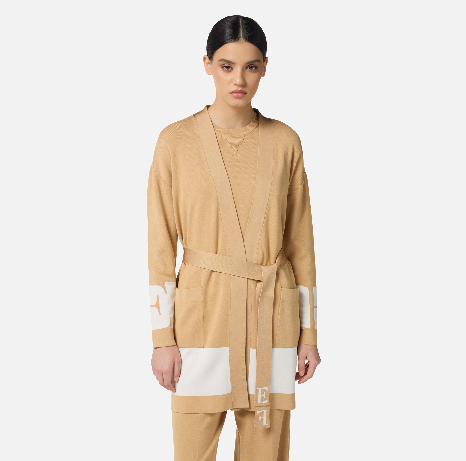 Cárdigan de viscosa con bandas brillantes - Elisabetta Franchi