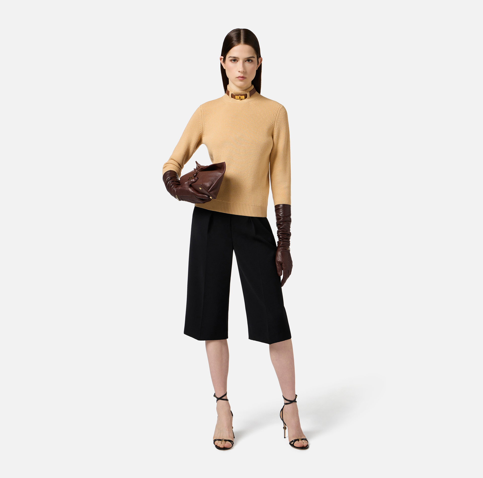 Jersey de mezcla de lana con correa joya - Elisabetta Franchi