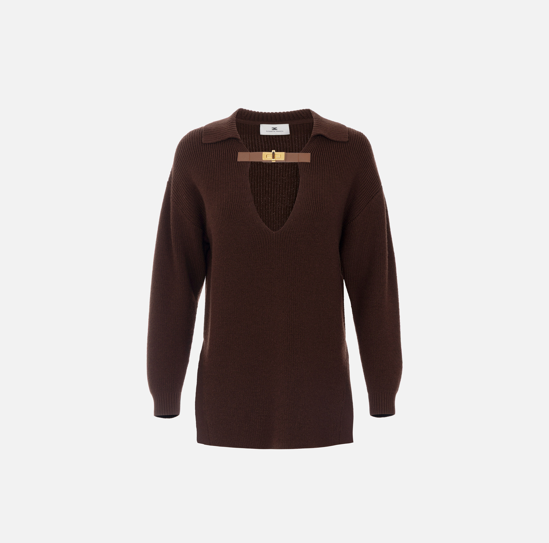 Jersey de mezcla de lana con correa joya - Elisabetta Franchi