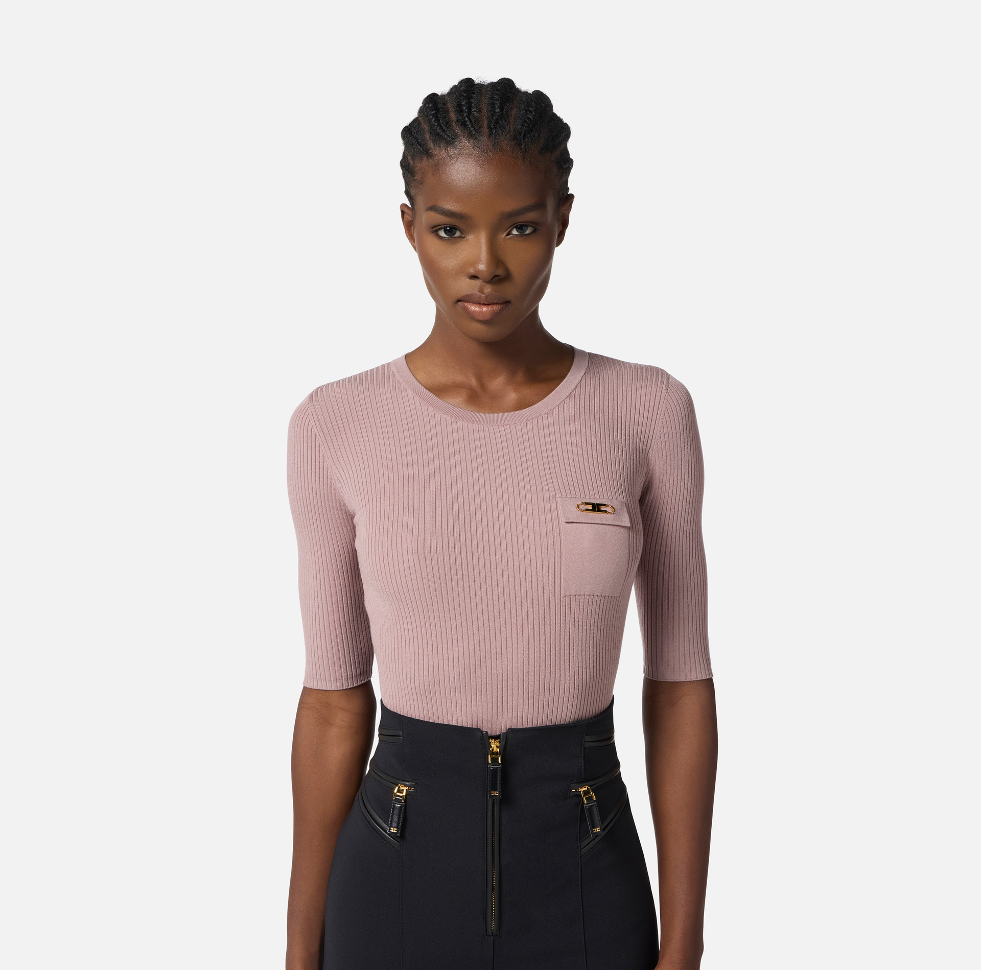 Maglia a costine con taschino - Elisabetta Franchi