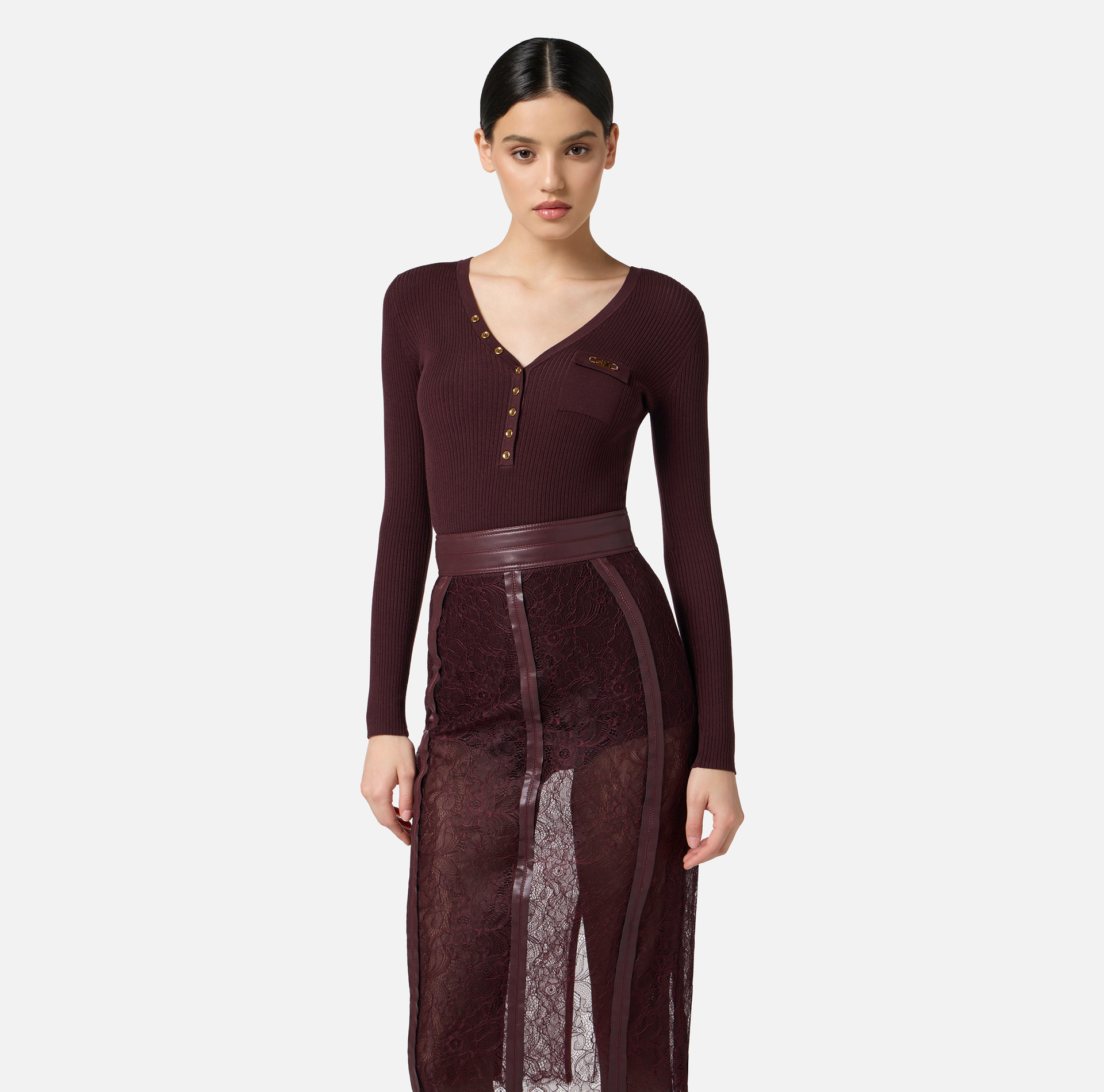 Jersey de canalé con bolsillo - Elisabetta Franchi