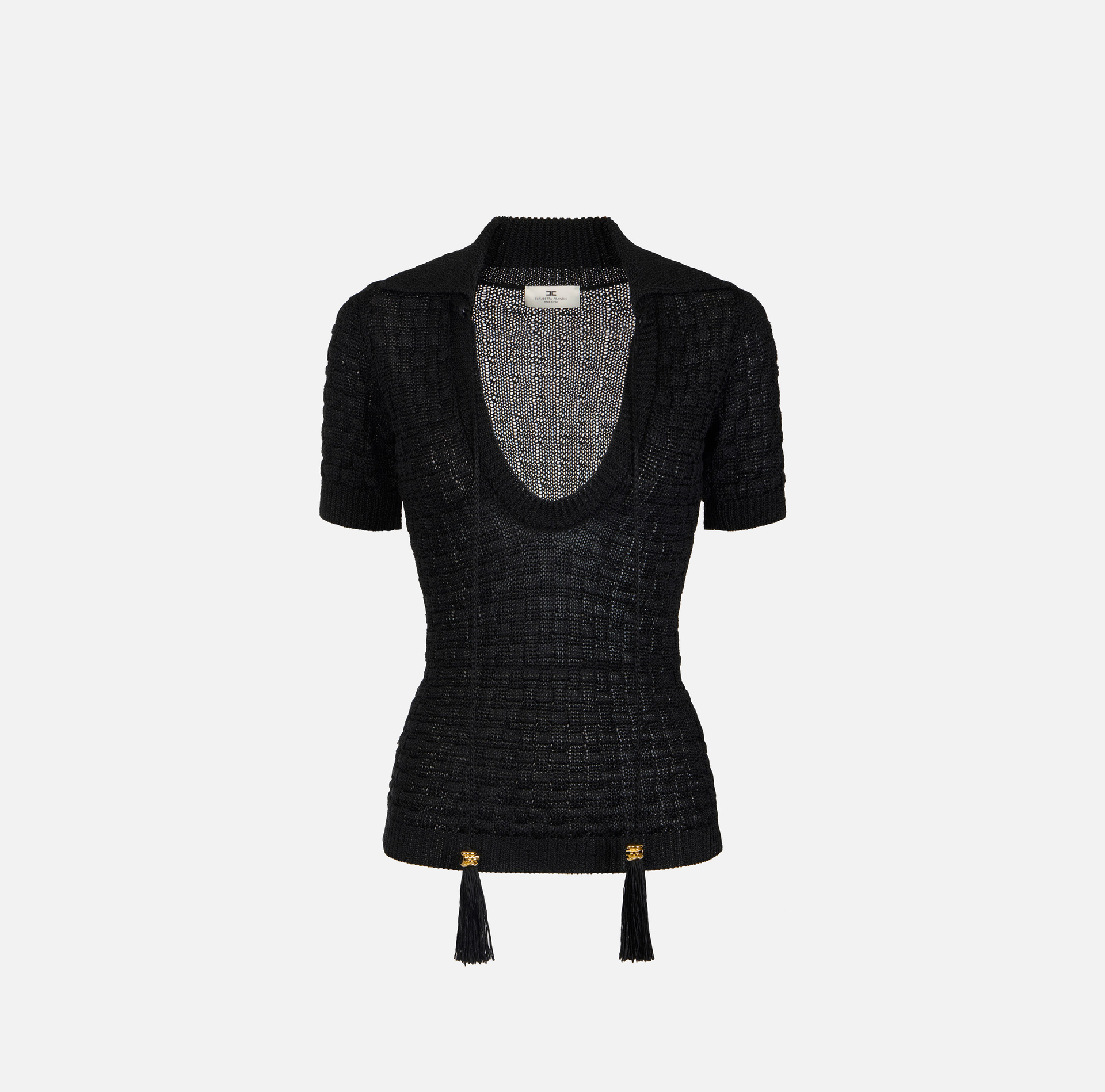 Top in maglia con nappine
