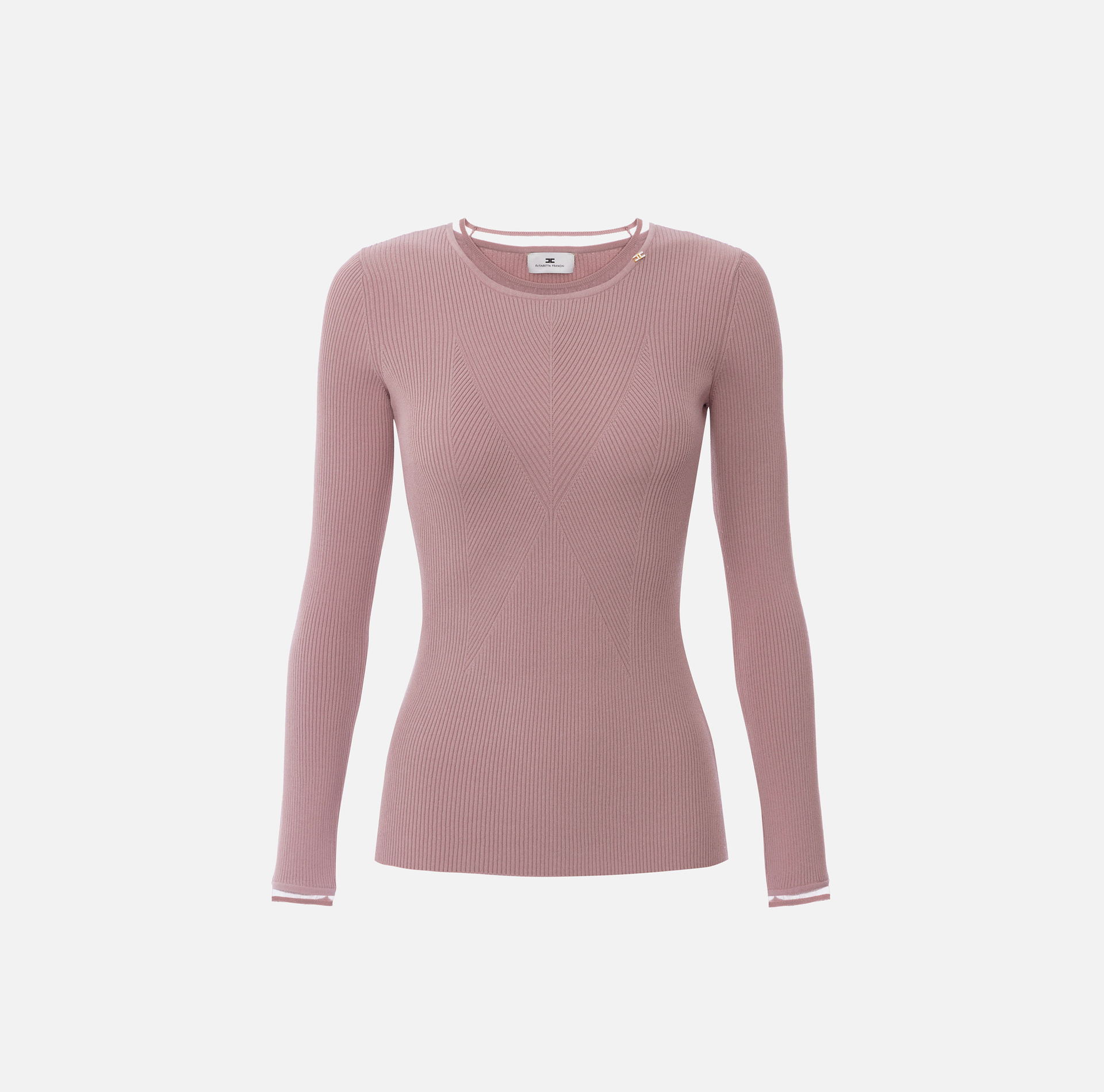 Top in ribbed knit fabric with jewel logo - Elisabetta Franchi