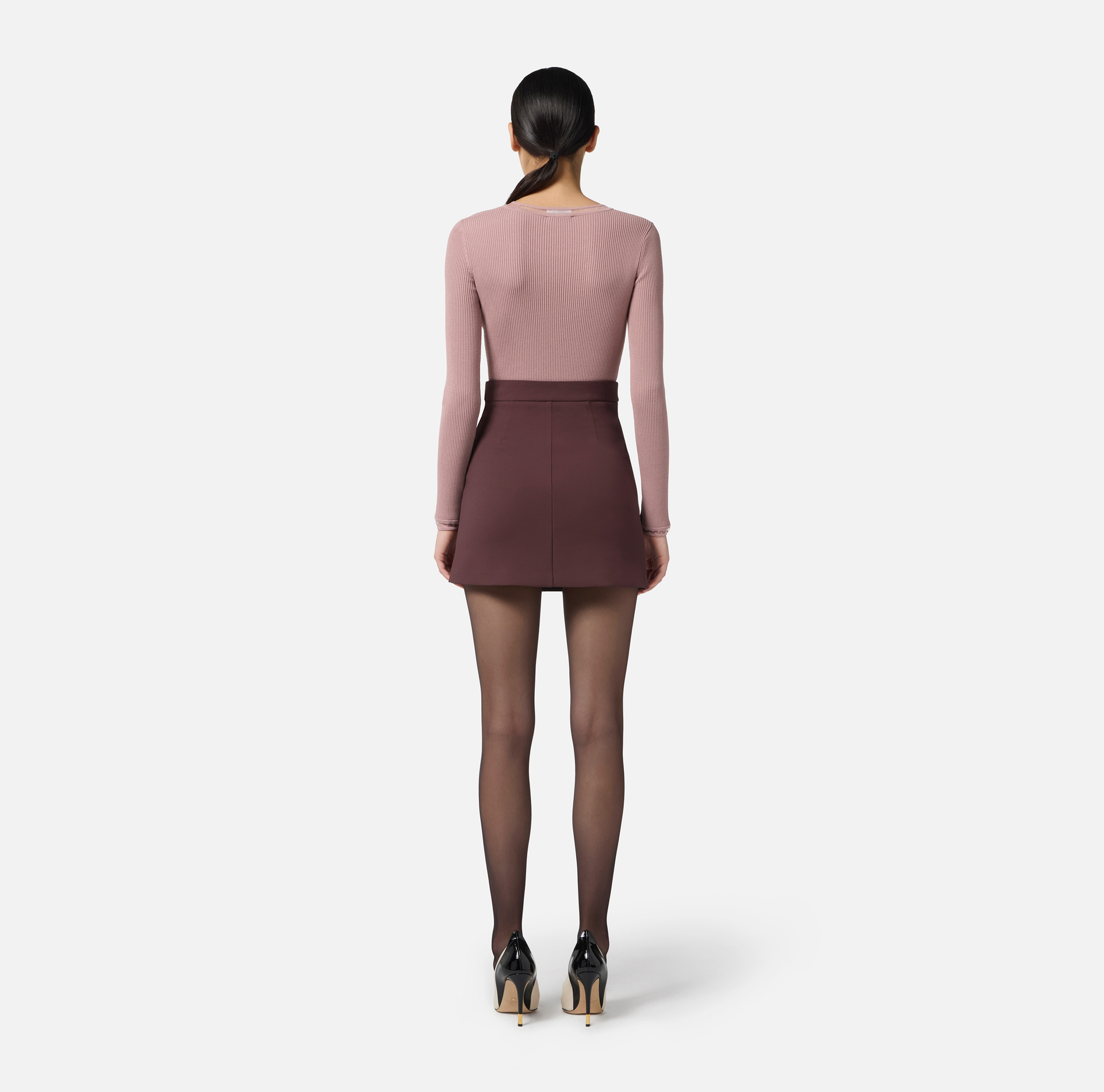 Top in ribbed knit fabric with jewel logo - Elisabetta Franchi