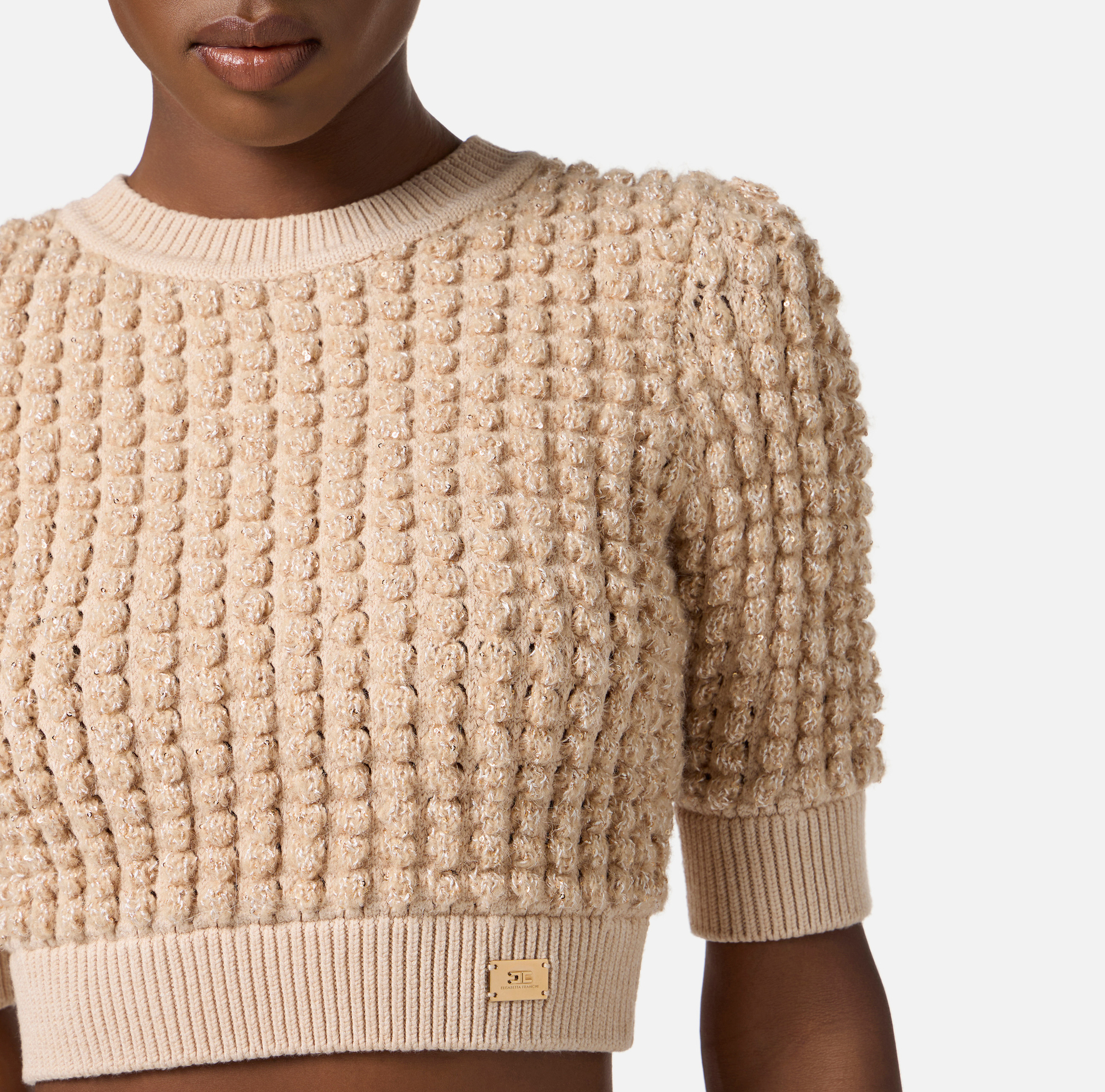 Top de punto bouclé con lentejuelas - Elisabetta Franchi