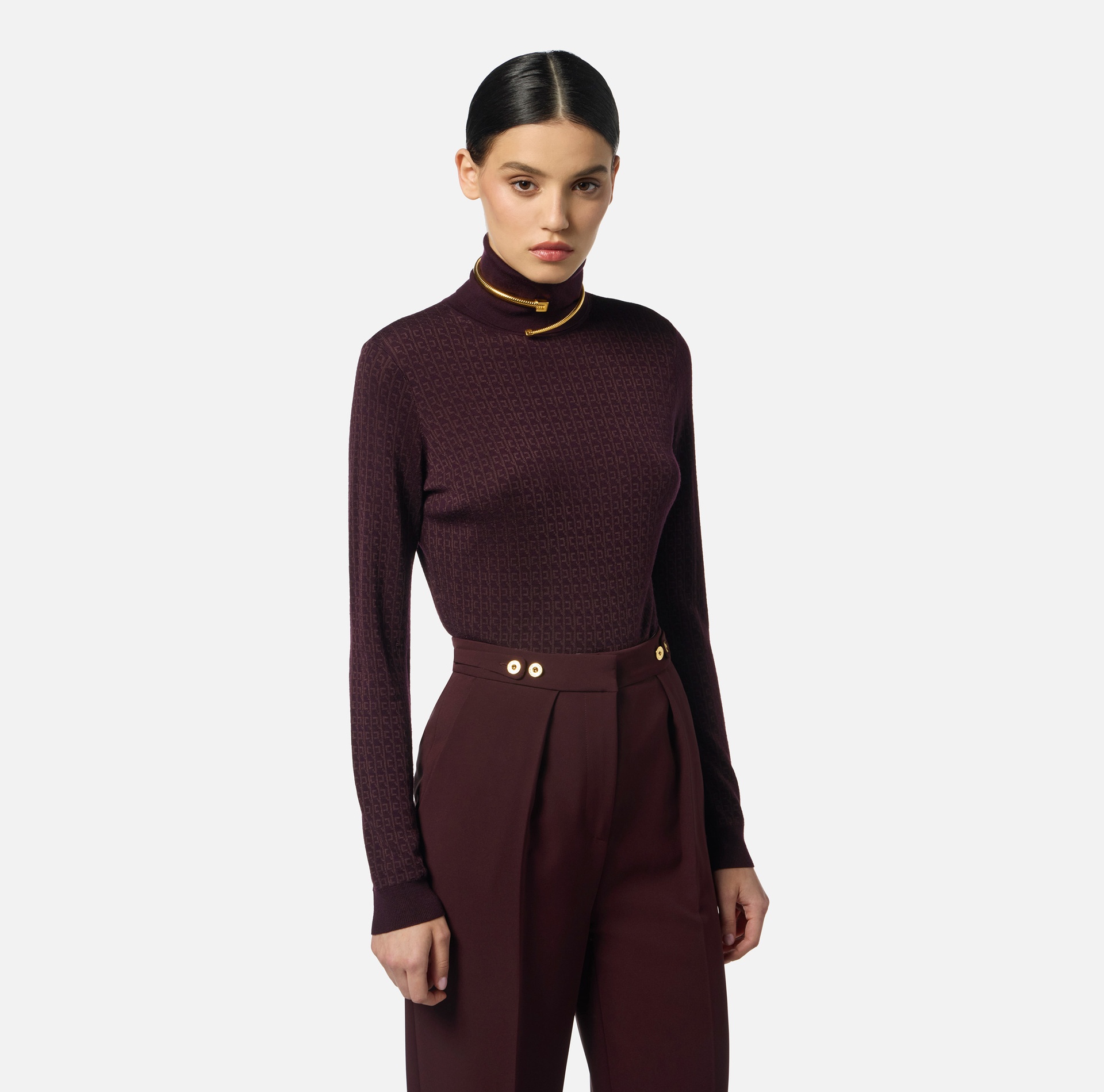 Wool jumper with jacquard micro-logo - Elisabetta Franchi