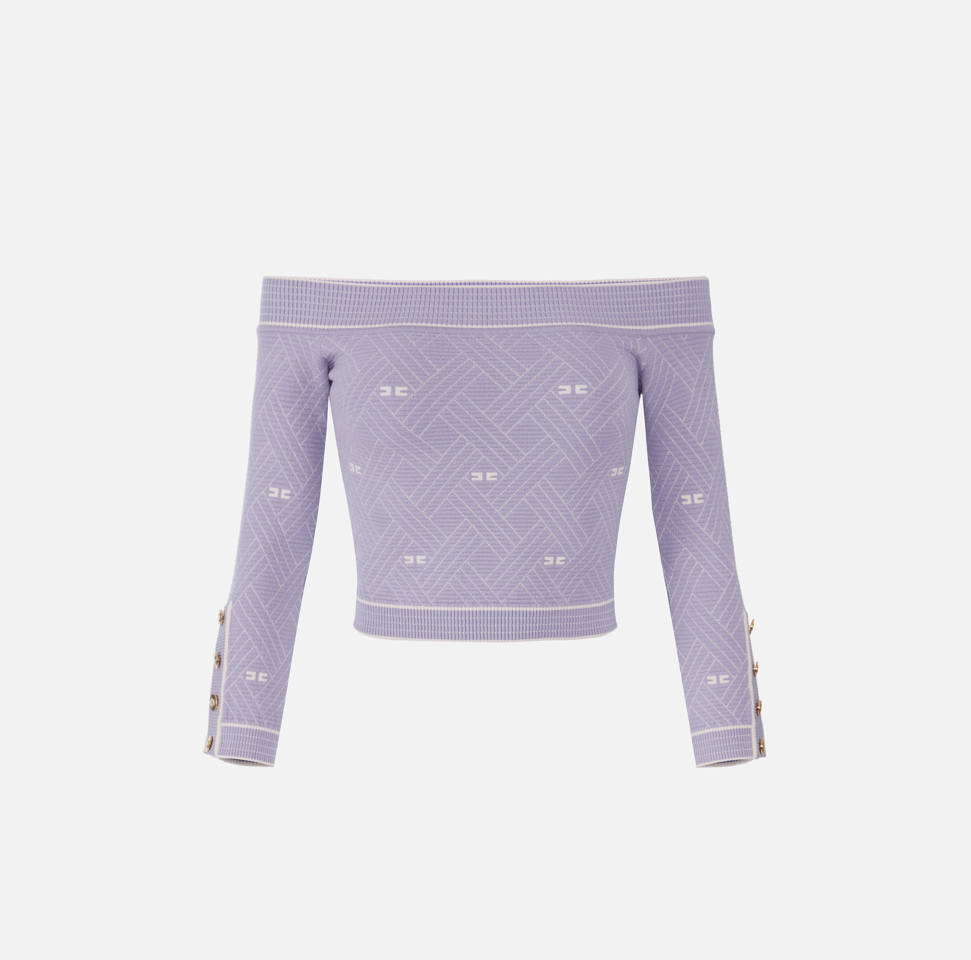 Top in maglia jacquard a rombi