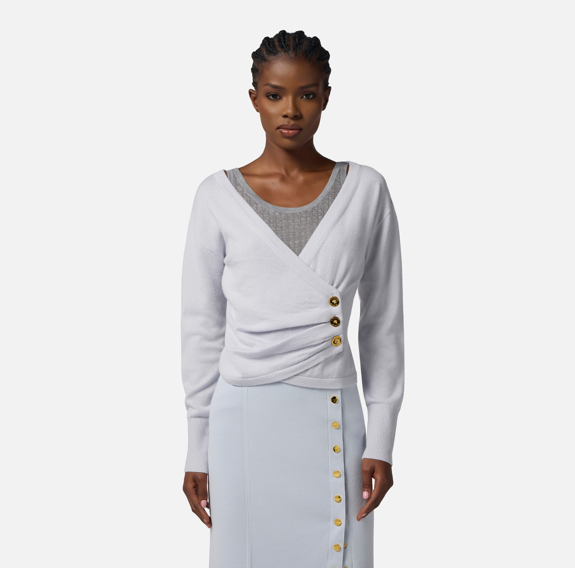 Jersey de mezcla de cachemir con botones joya - Elisabetta Franchi