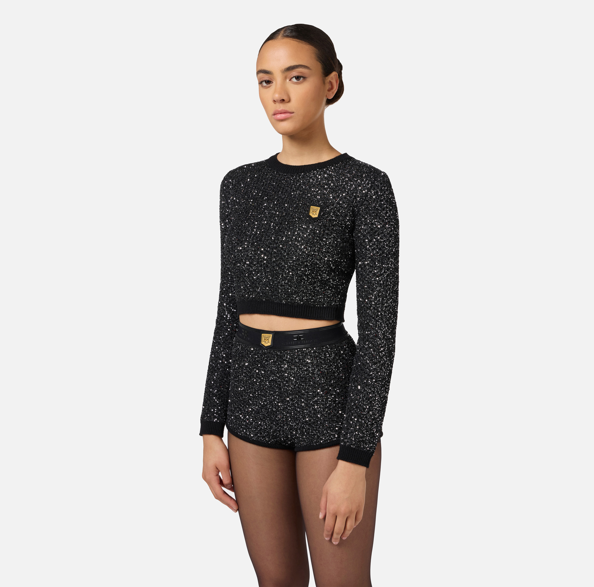 Crop top in lana con filo paillettes - Elisabetta Franchi