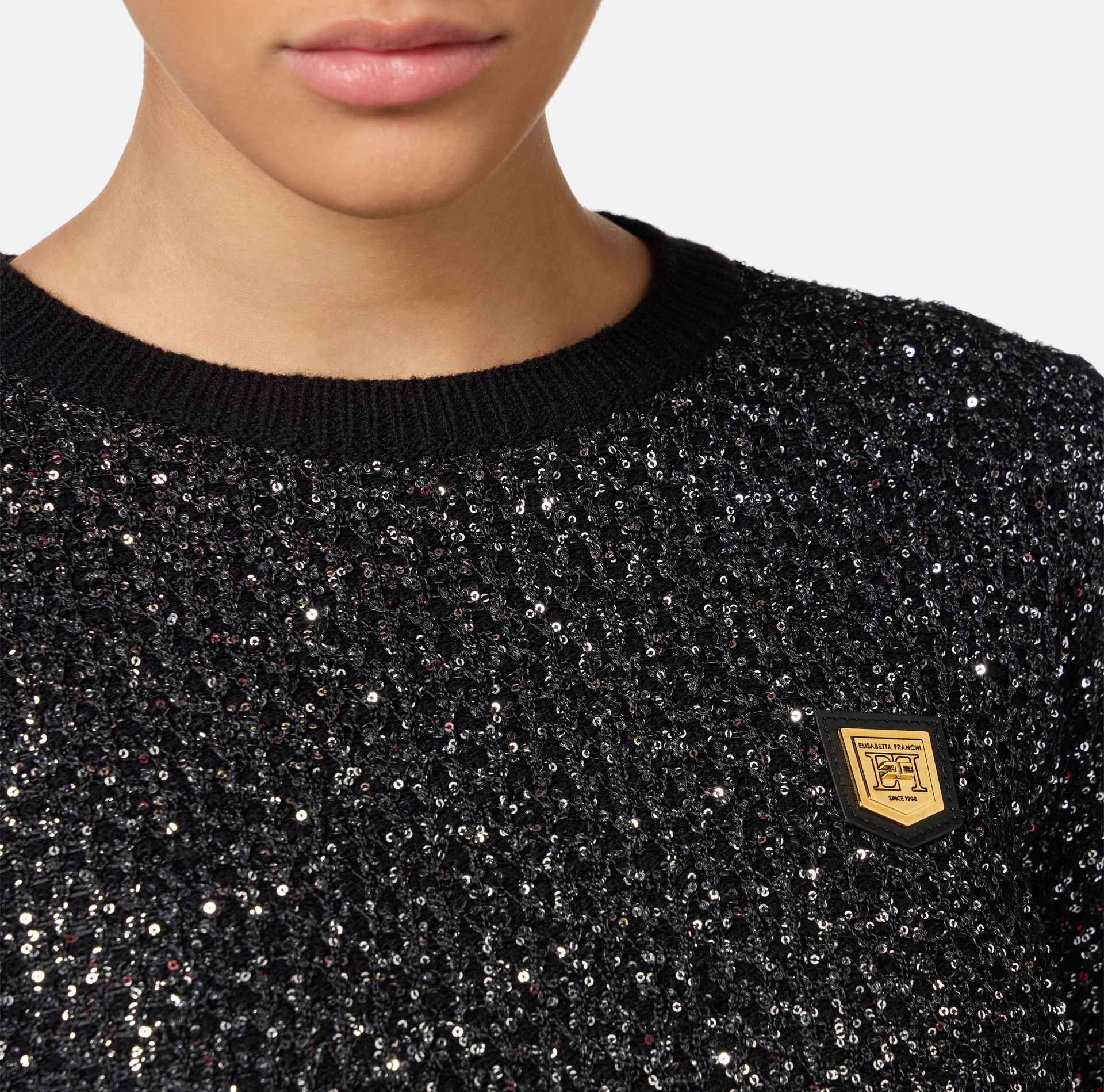 Crop top in lana con filo paillettes - Elisabetta Franchi