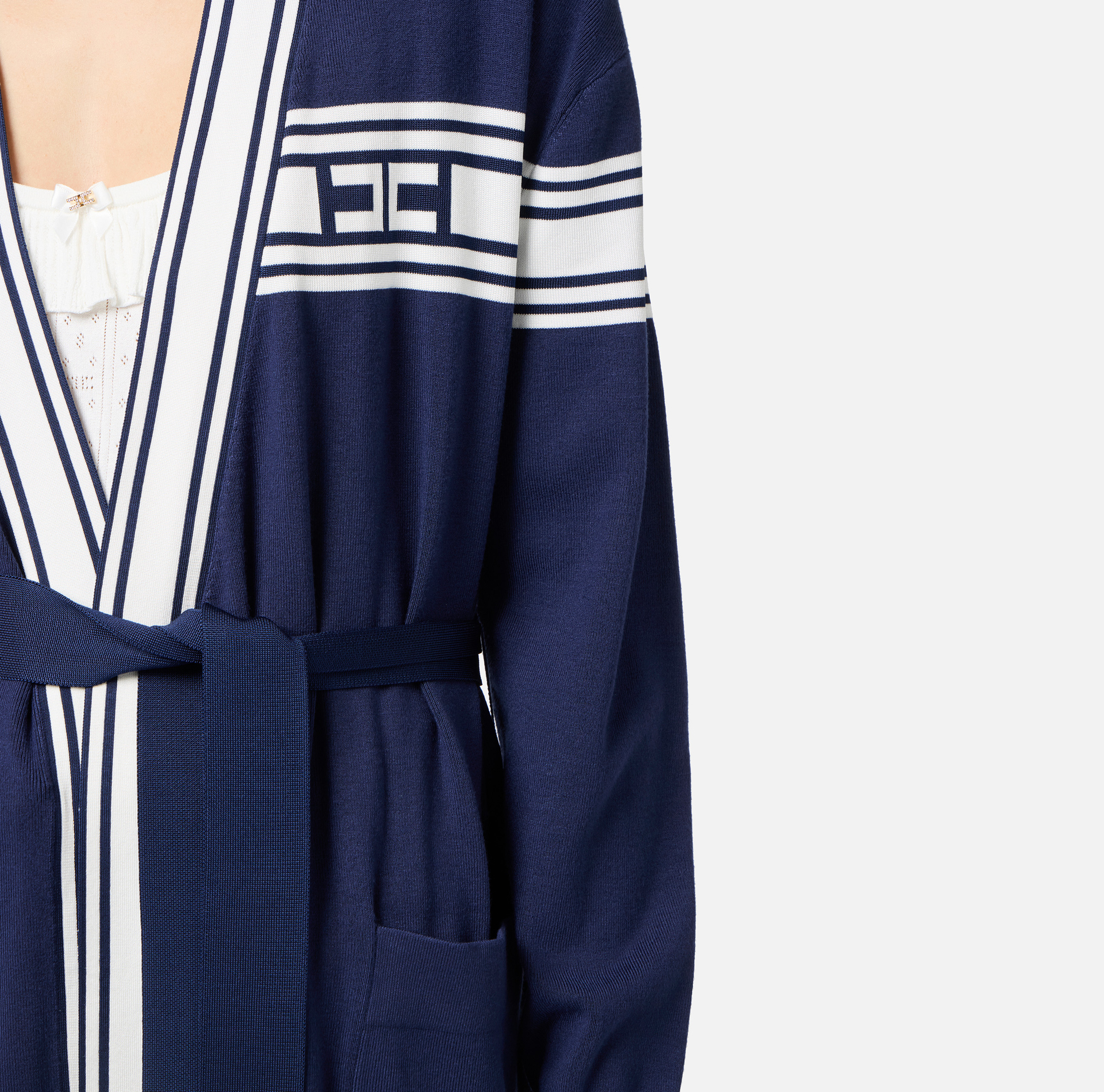 Cardigan in viscosa con bande a contrasto - Elisabetta Franchi