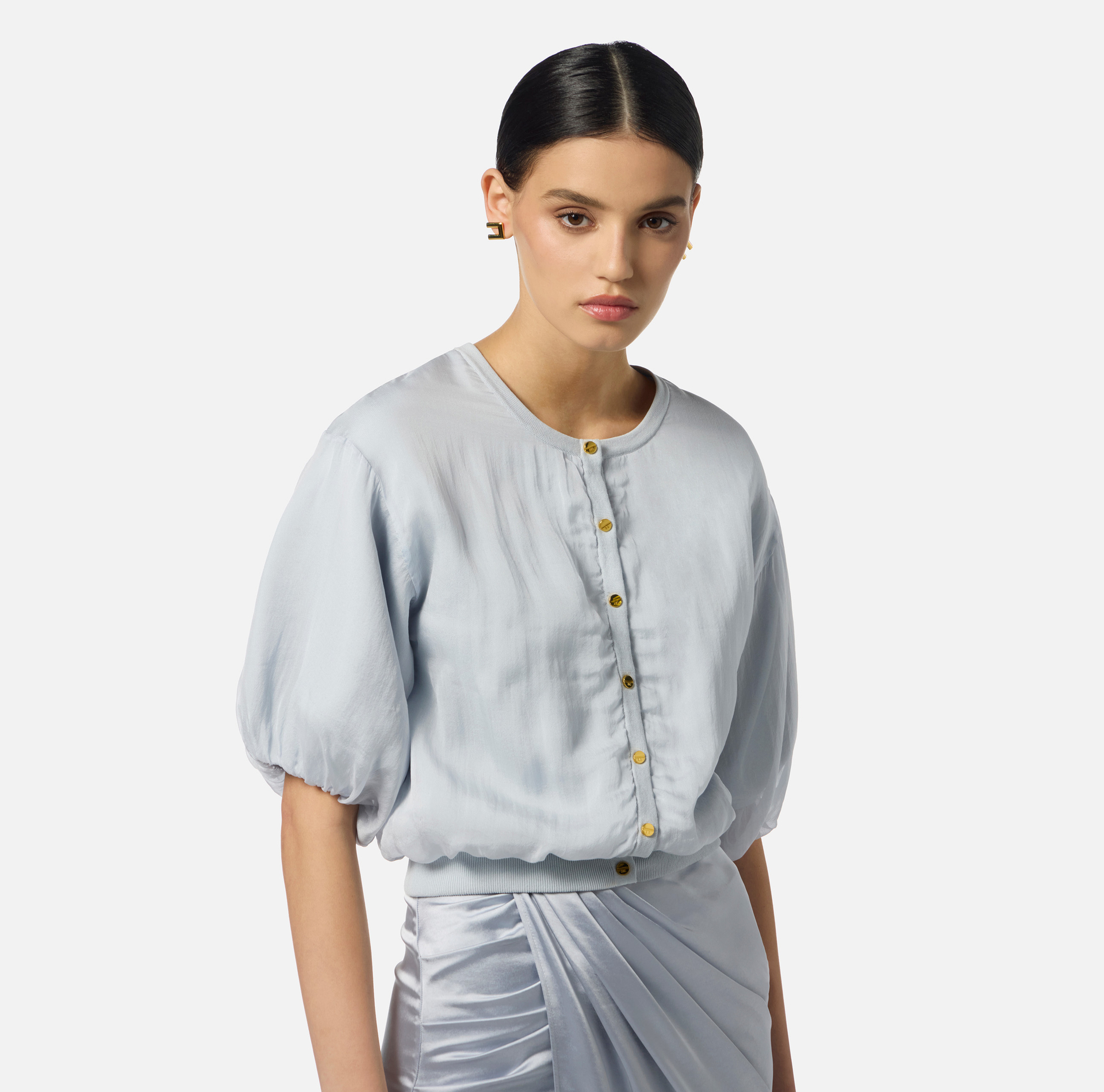 Cardigan en voile avec boutons bijoux - Elisabetta Franchi