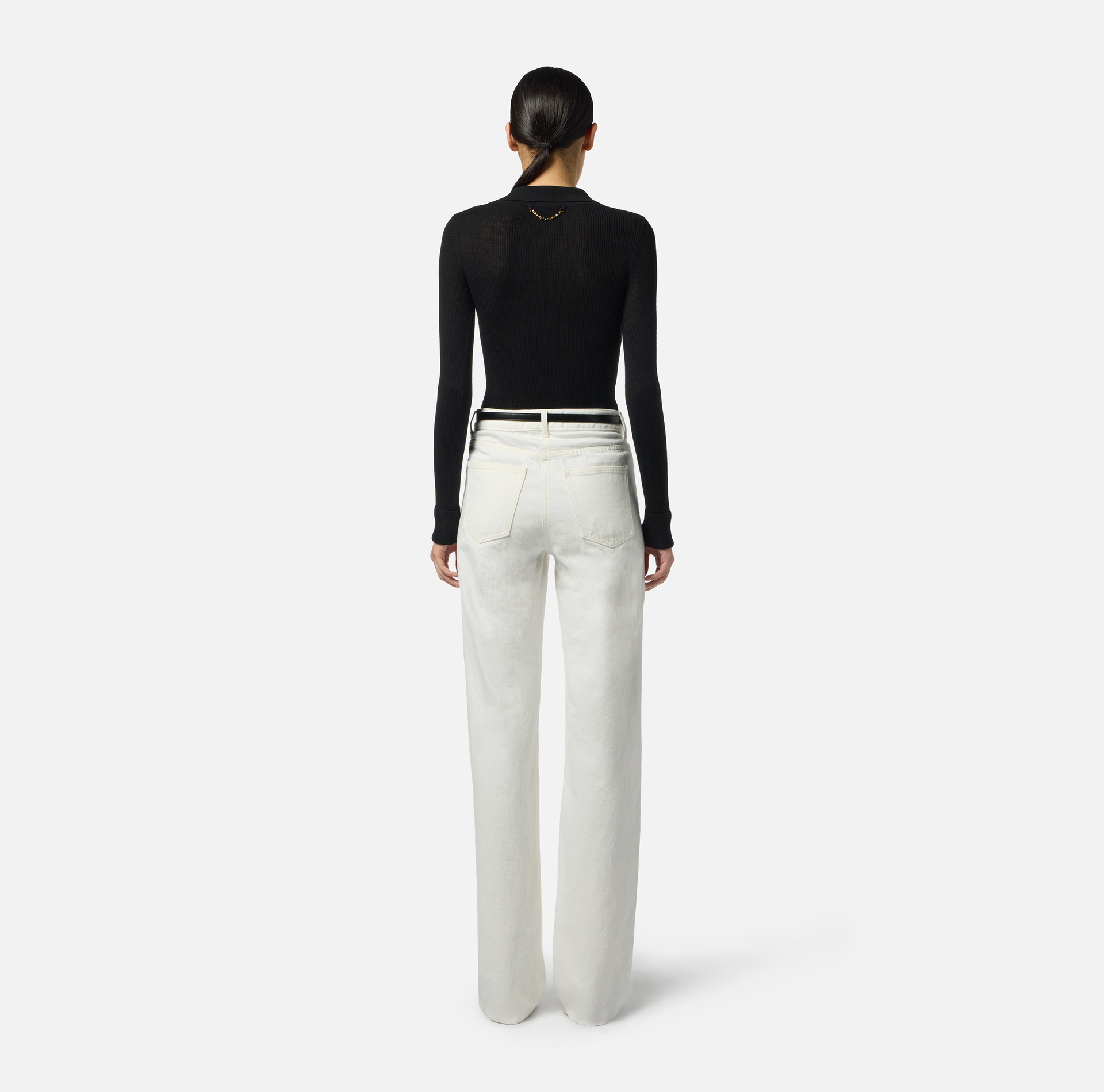 Knit polo shirt with lettering detail - Elisabetta Franchi
