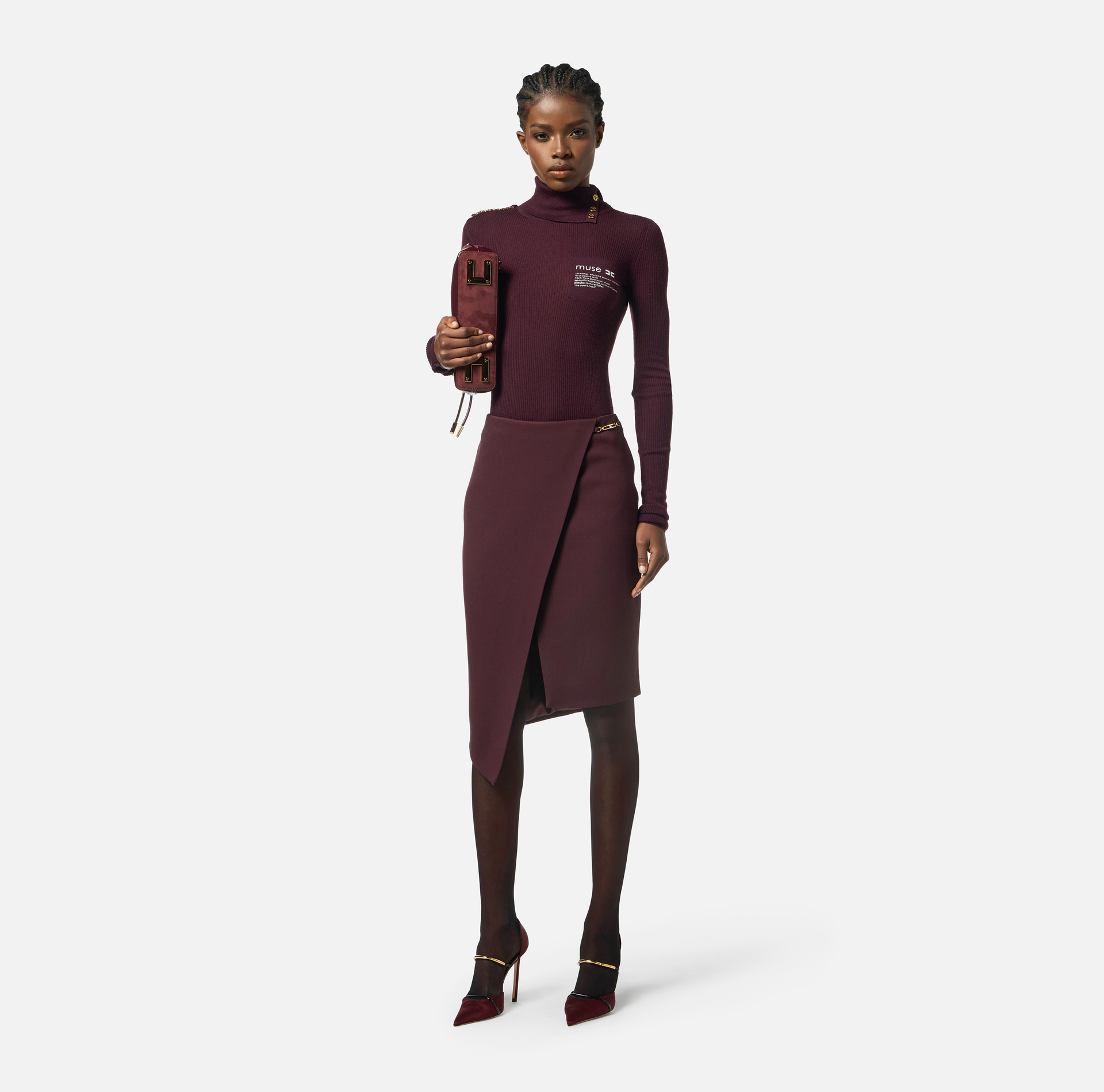 Turtleneck top with lettering detail - Elisabetta Franchi