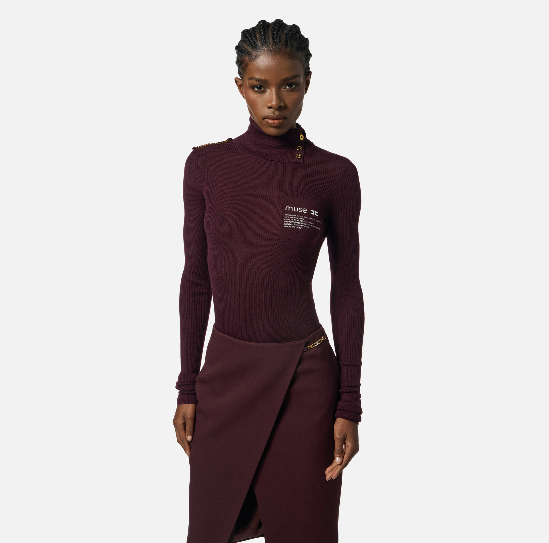 Turtleneck top with lettering detail - Elisabetta Franchi