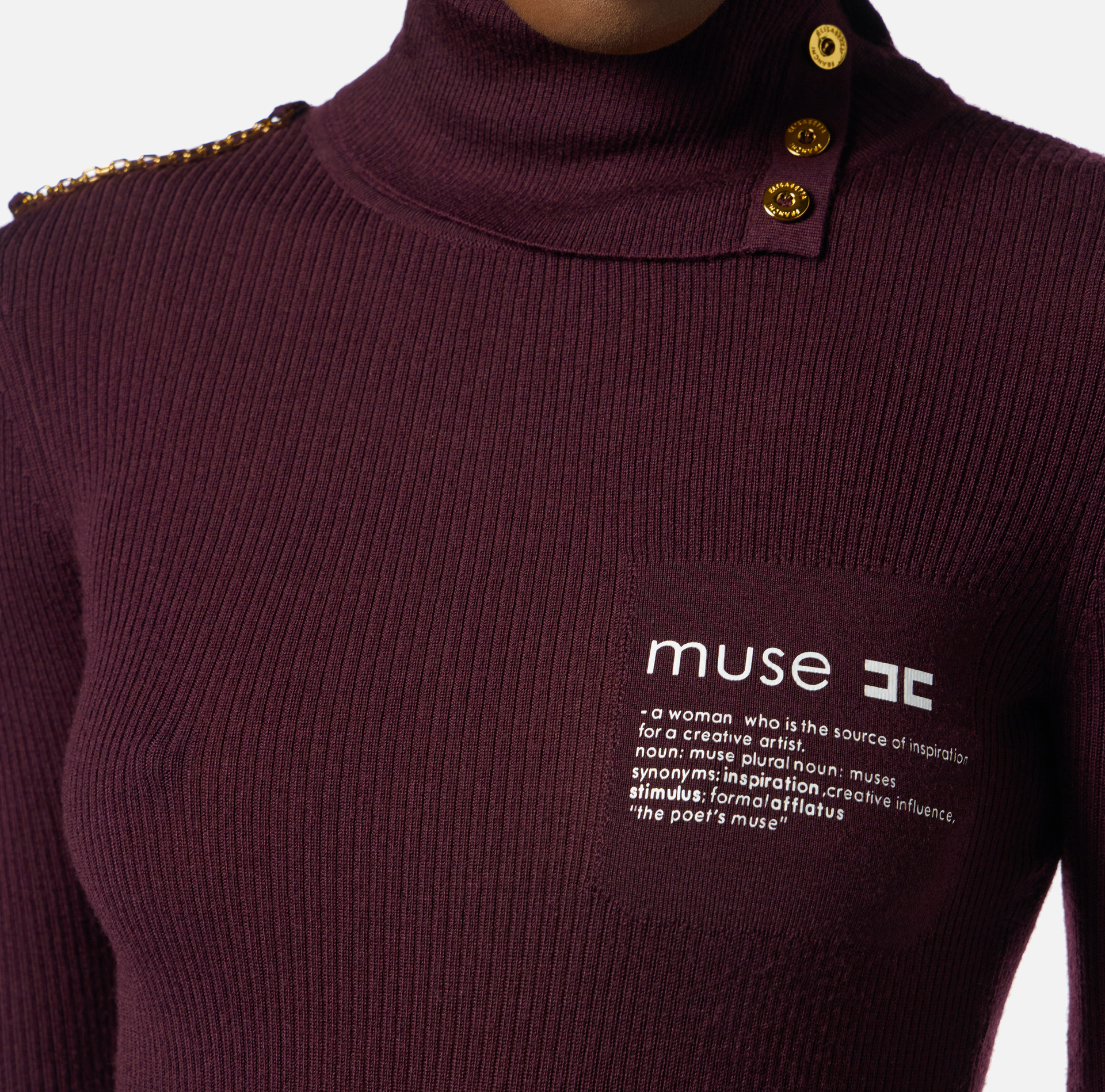 Turtleneck top with lettering detail - Elisabetta Franchi