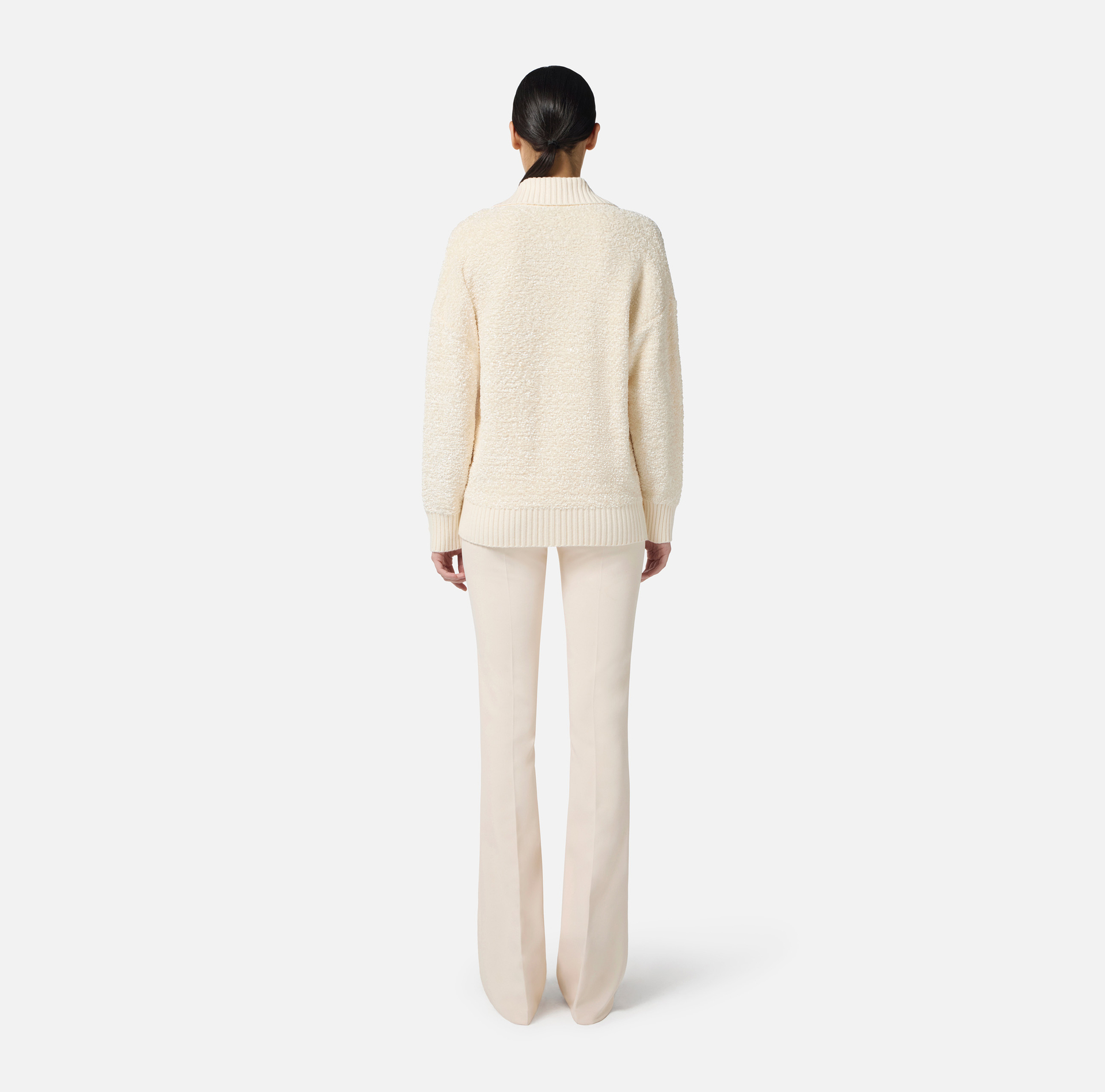 Cárdigan de chenilla bouclé con botones joya - Elisabetta Franchi