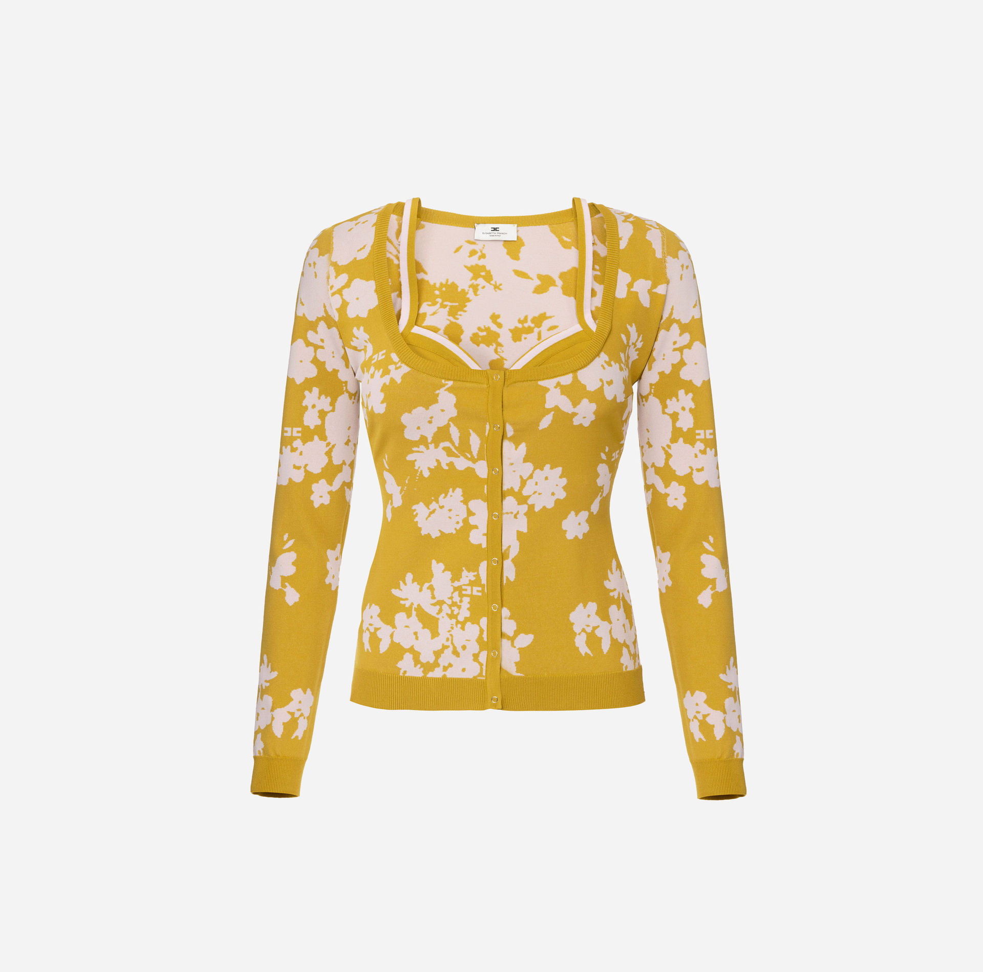Floral jacquard cardigan with bra - Elisabetta Franchi