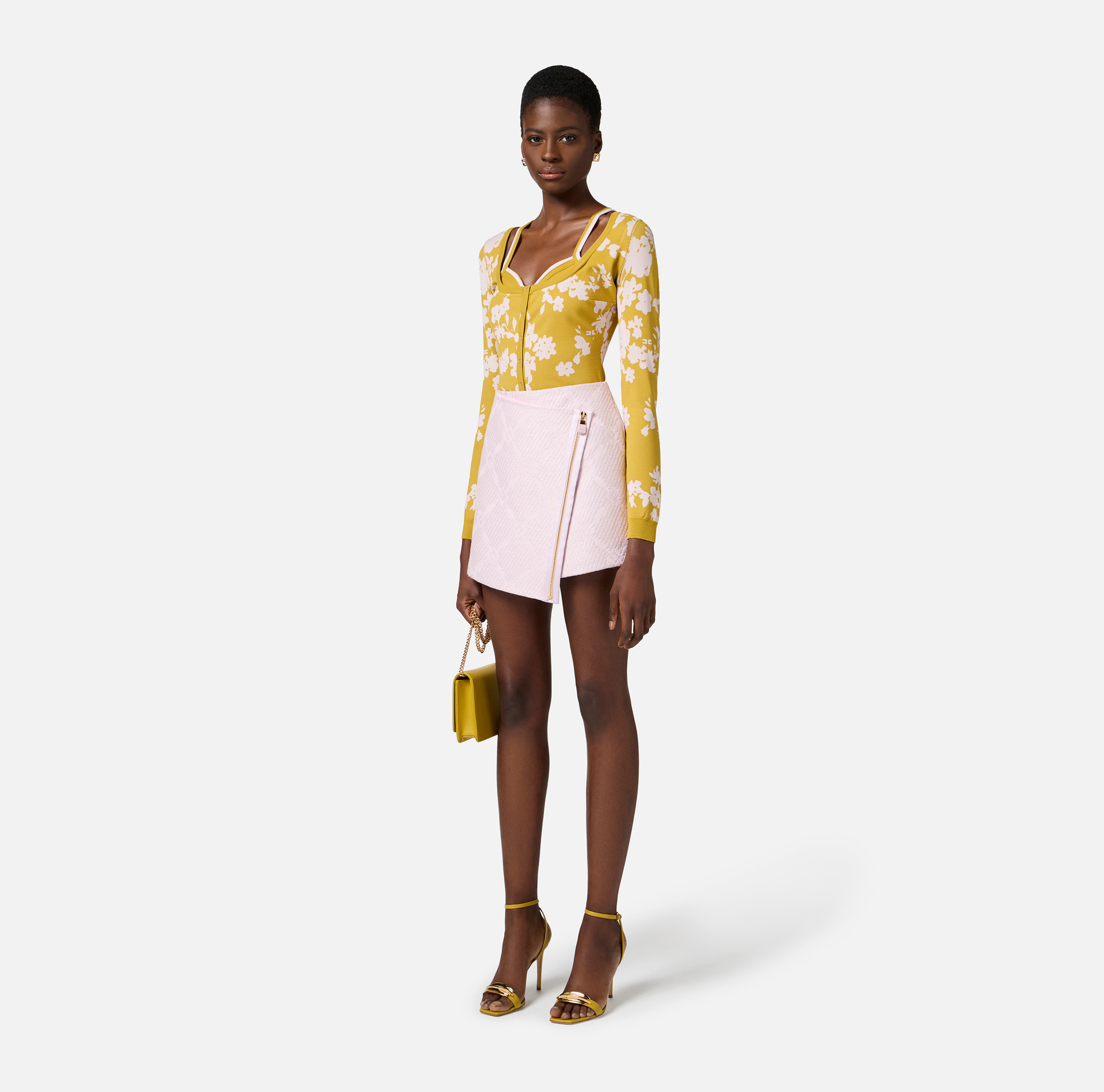 Floral jacquard cardigan with bra - Elisabetta Franchi