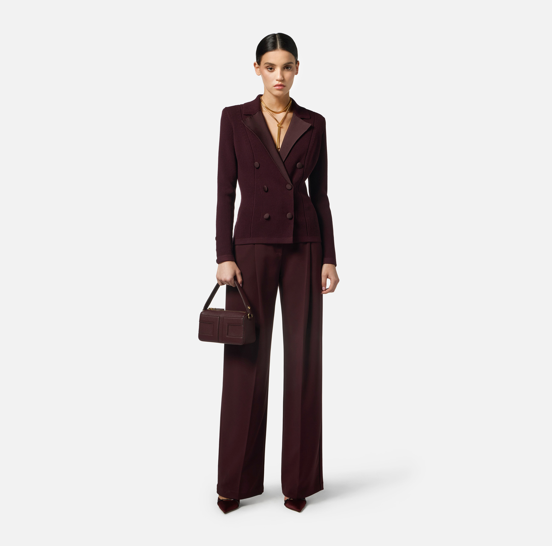Chaqueta de punto con detalles de viscosa brillante - Elisabetta Franchi