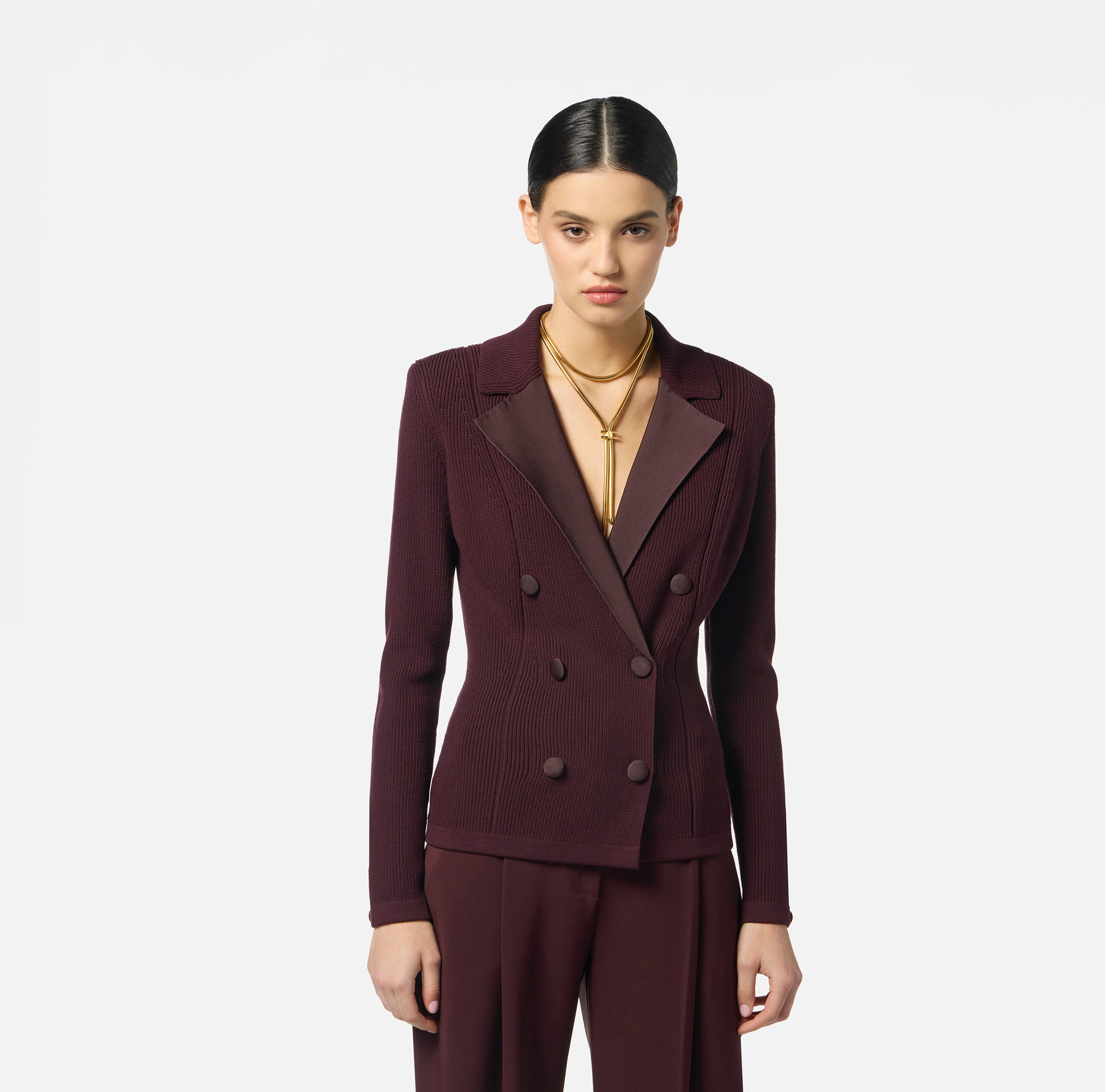 Chaqueta de punto con detalles de viscosa brillante - Elisabetta Franchi