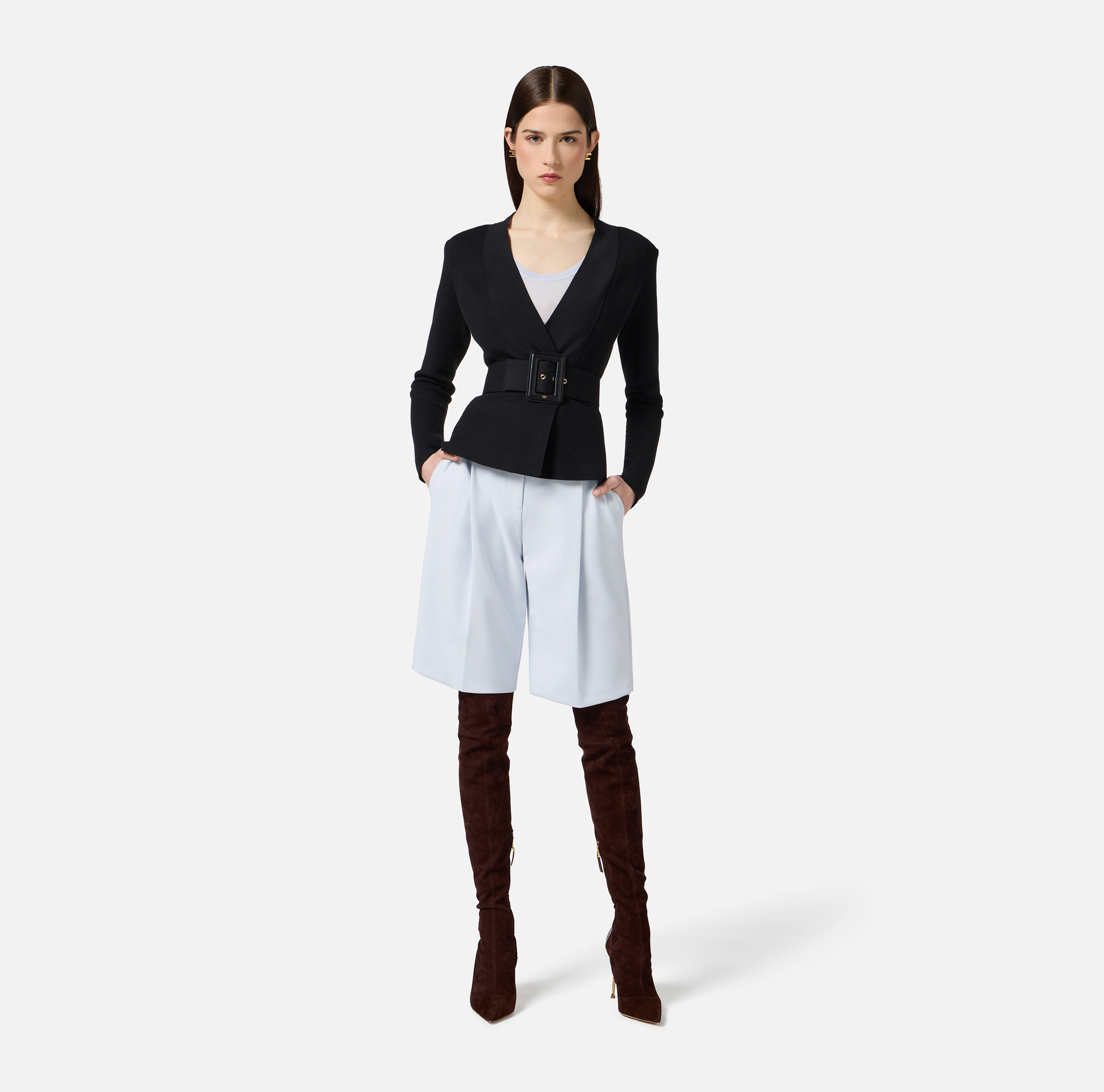 Chaqueta de punto con cinturón - Elisabetta Franchi