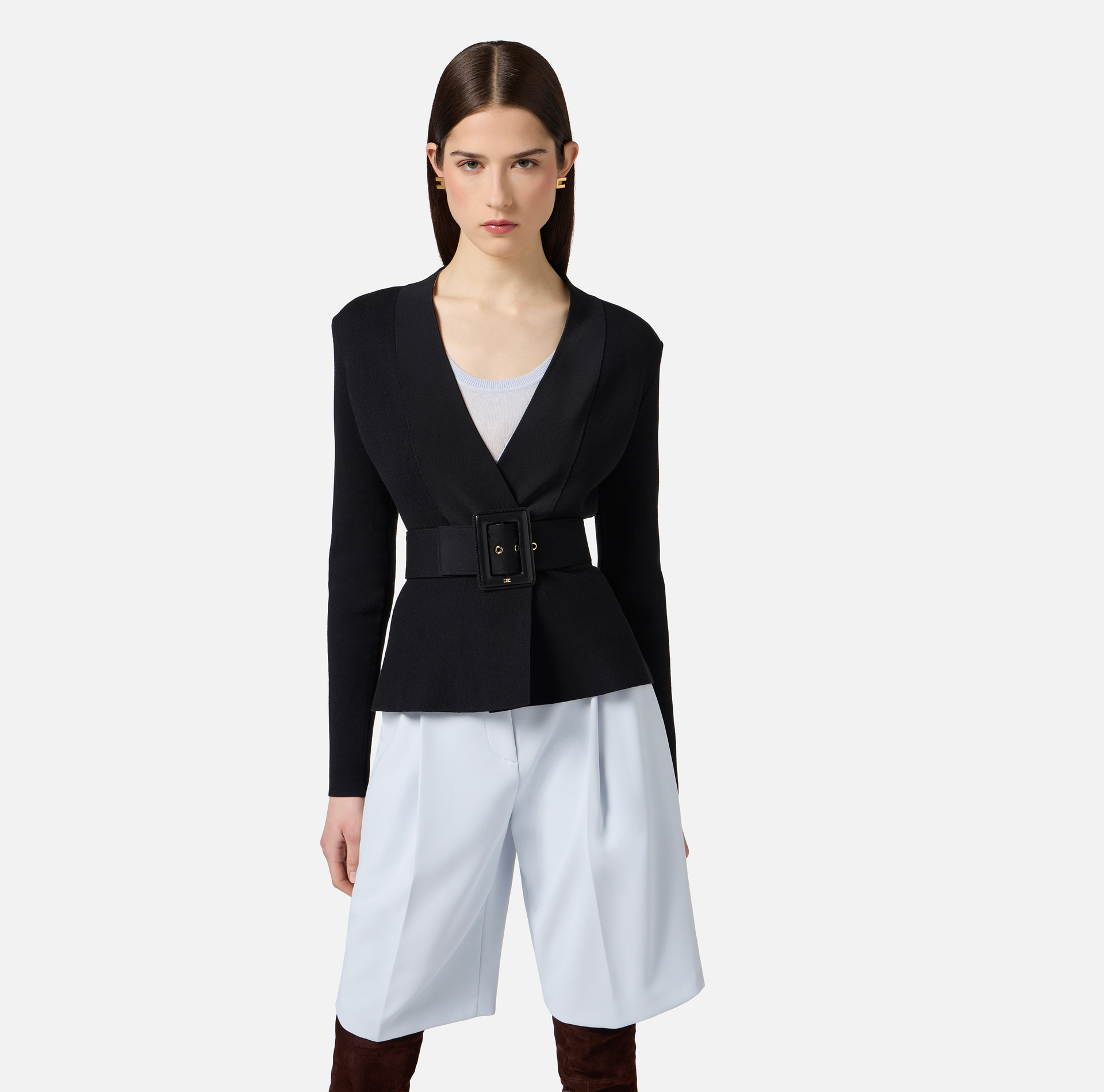Chaqueta de punto con cinturón - Elisabetta Franchi