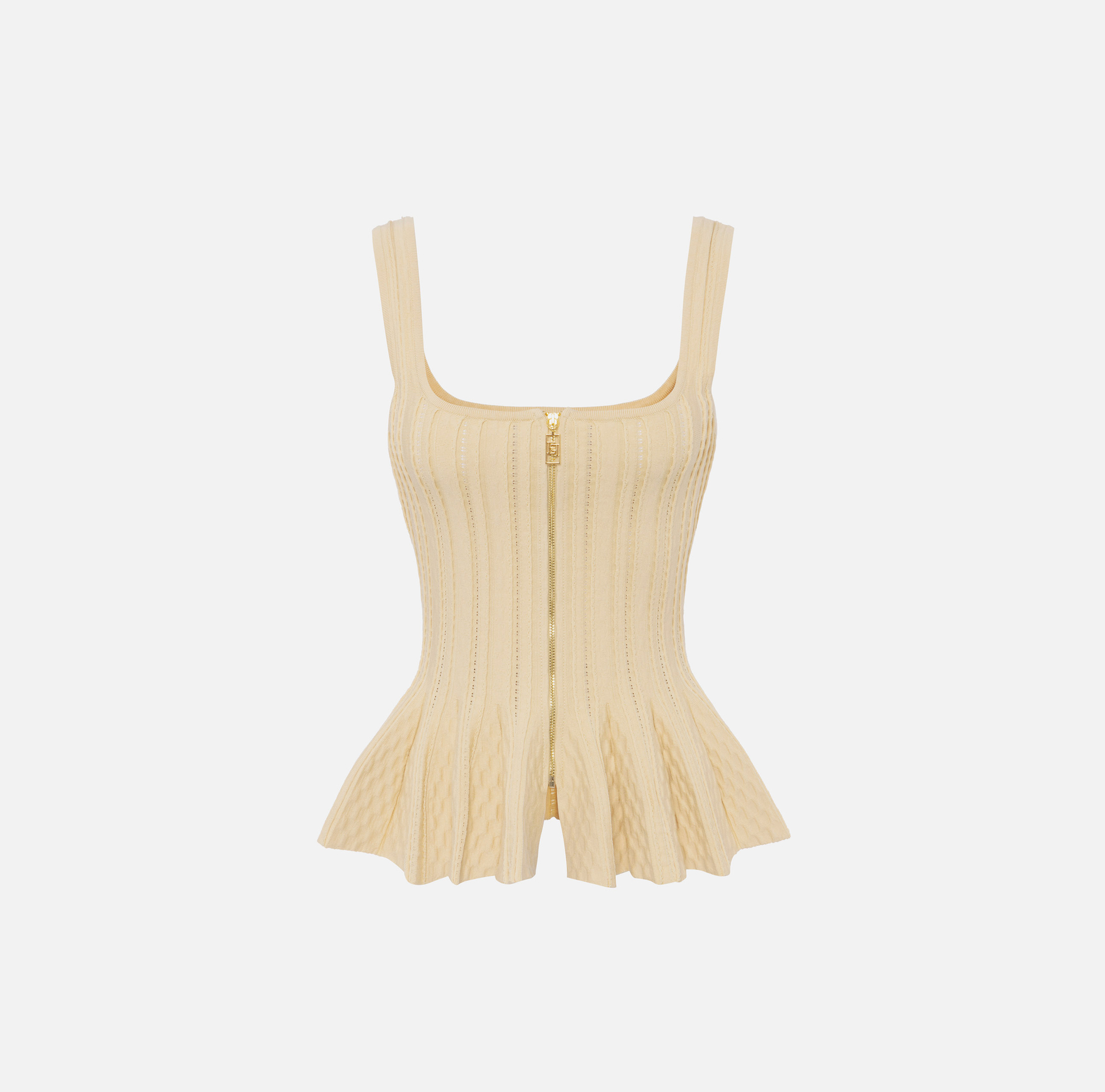 Top in maglia a pieghe con baschina - ABBIGLIAMENTO - Elisabetta Franchi