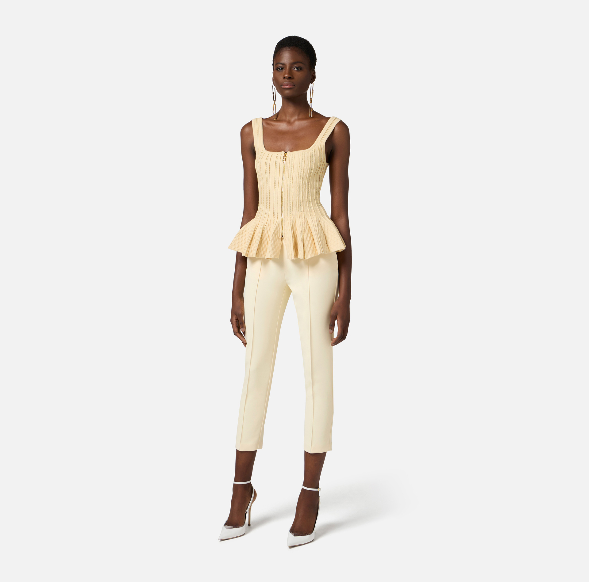 Top in maglia a pieghe con baschina - Elisabetta Franchi