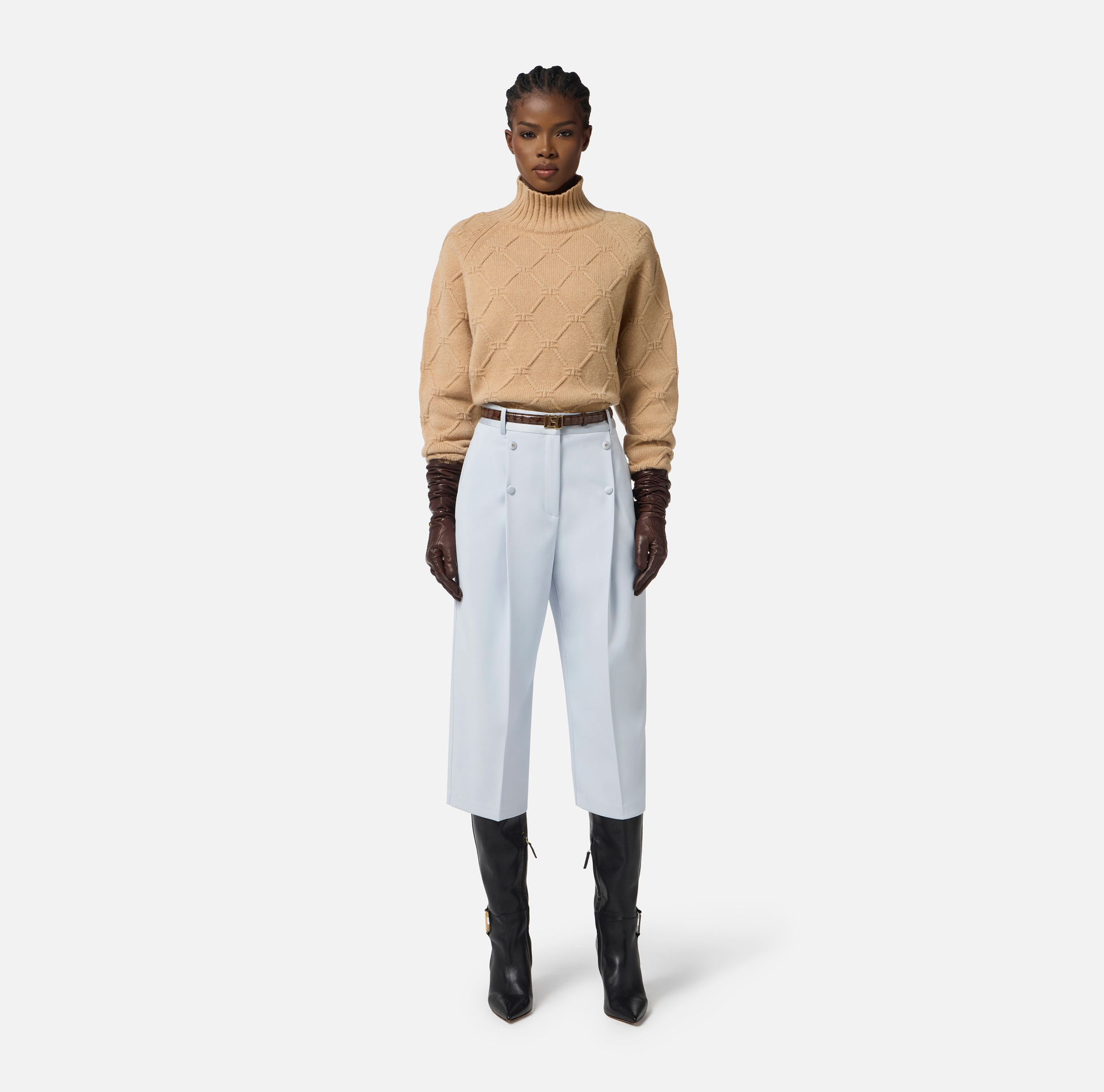 Pullover in knit fabric with jacquard diamonds - Elisabetta Franchi