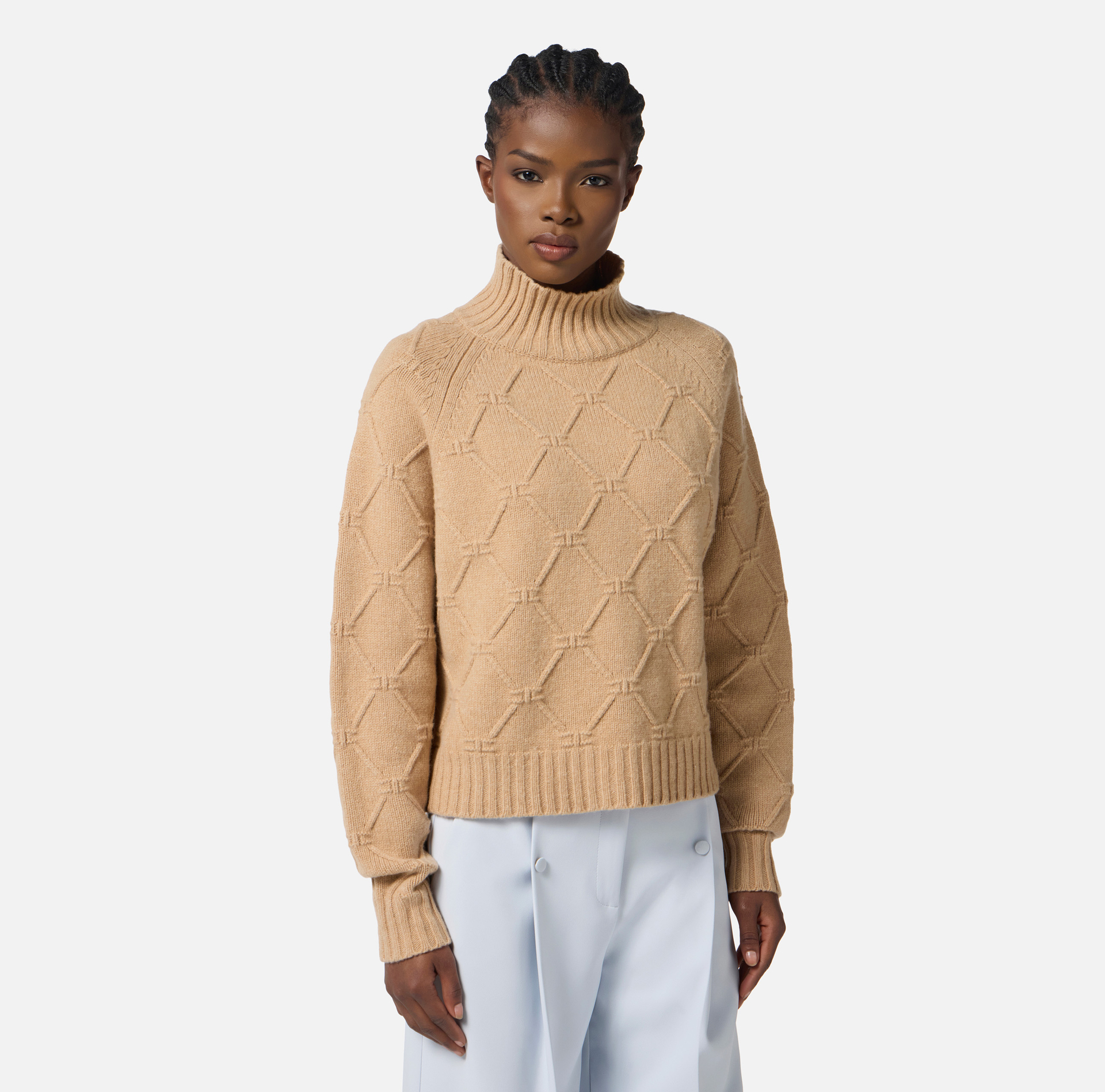 Pullover in knit fabric with jacquard diamonds - Elisabetta Franchi