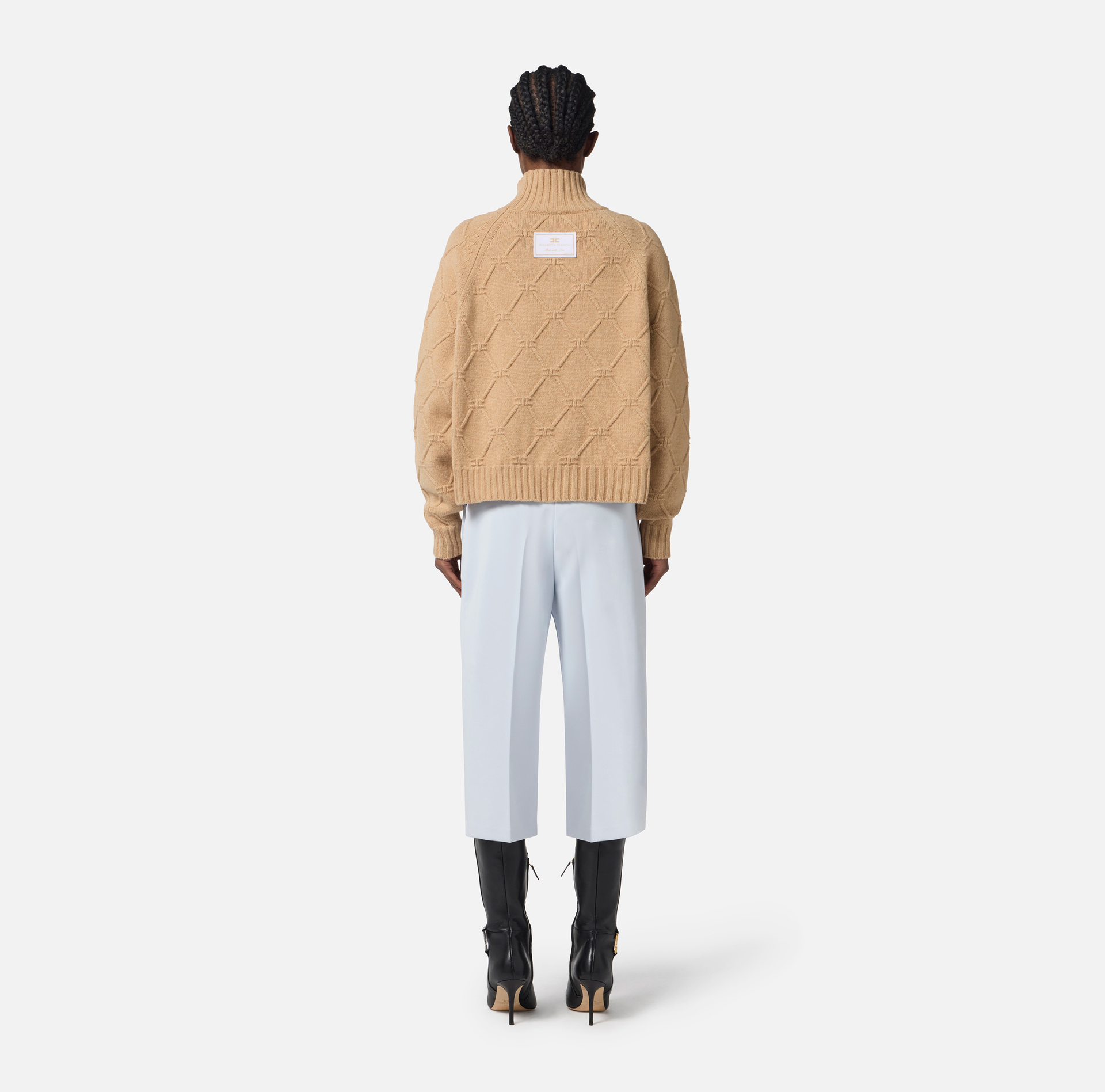Pullover in knit fabric with jacquard diamonds - Elisabetta Franchi