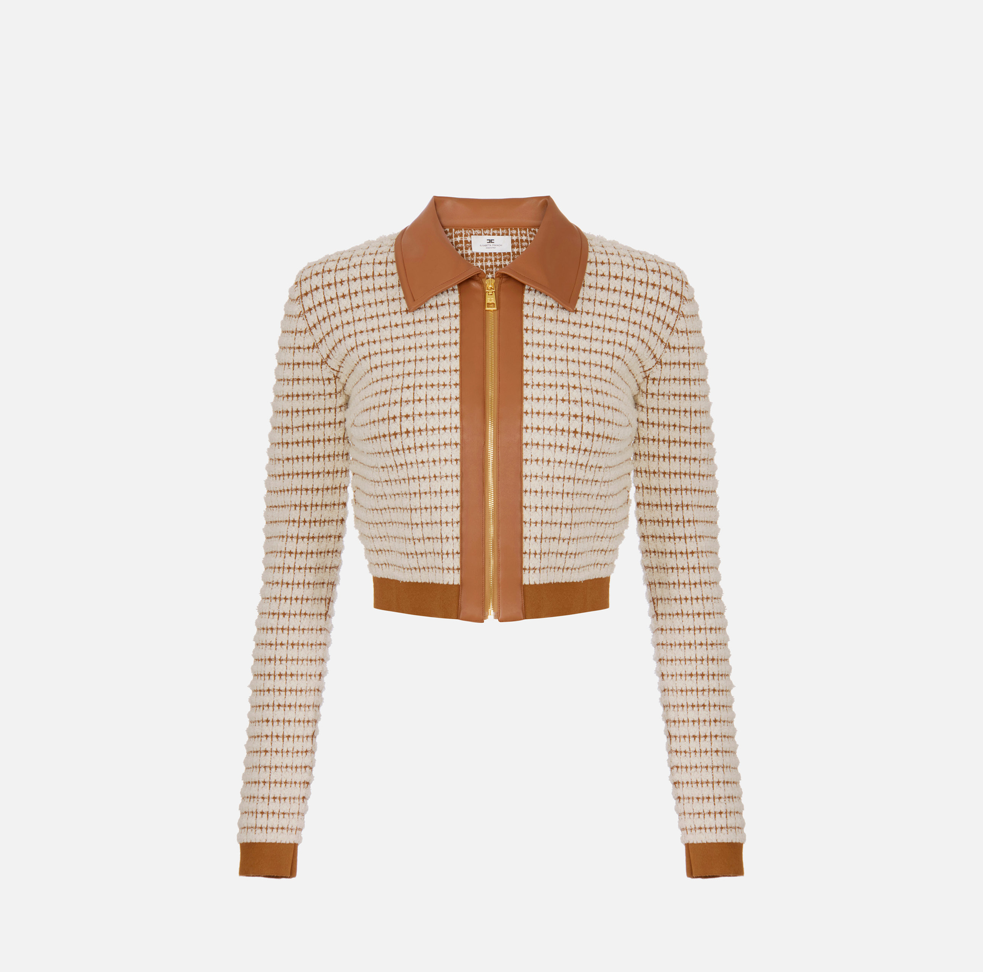 Cardigan in ciniglia con punto waffle