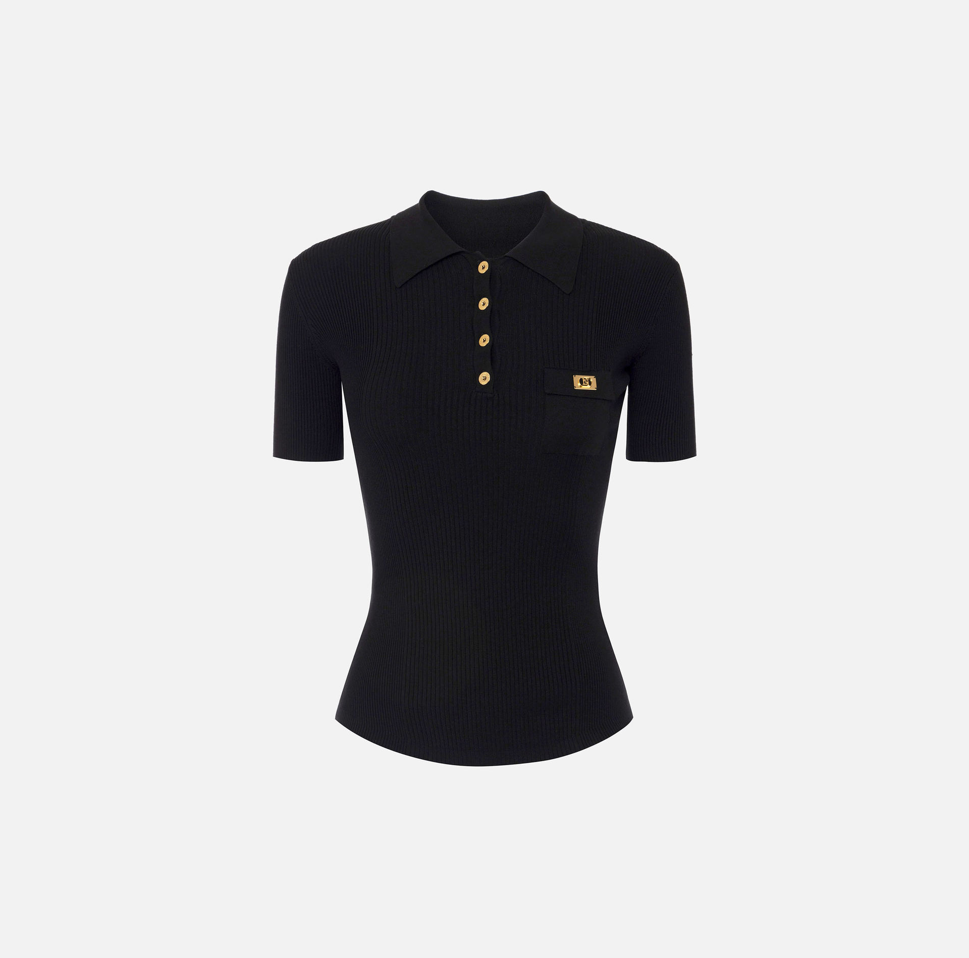 Micro-ribbed polo shirt with breast pocket - Elisabetta Franchi