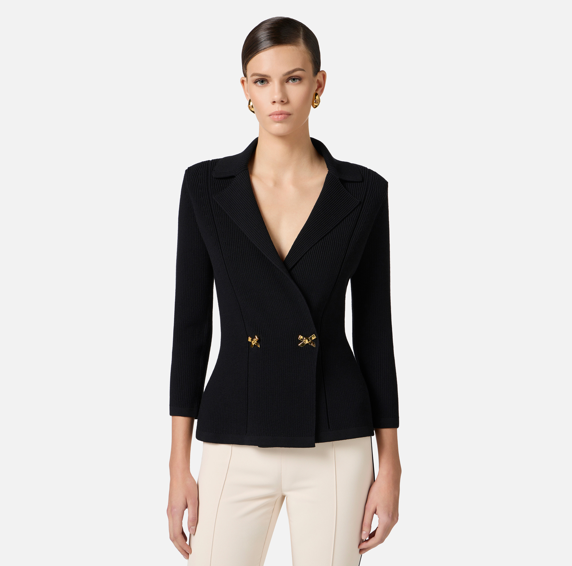 Blazer in maglia con fiocchi gioiello - Elisabetta Franchi