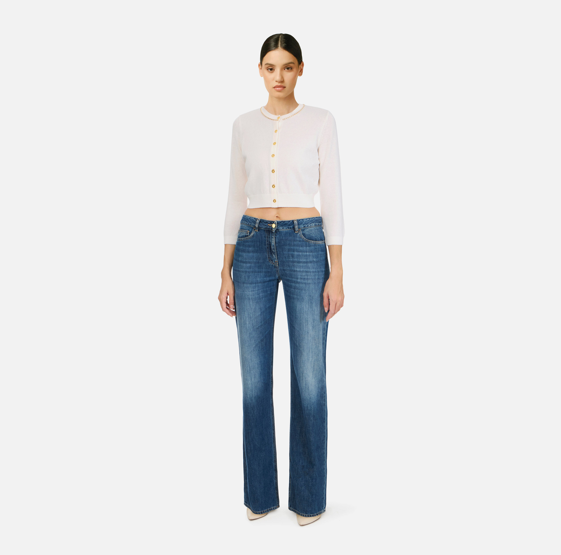 Wool and cashmere cardigan with rhinestones - Elisabetta Franchi