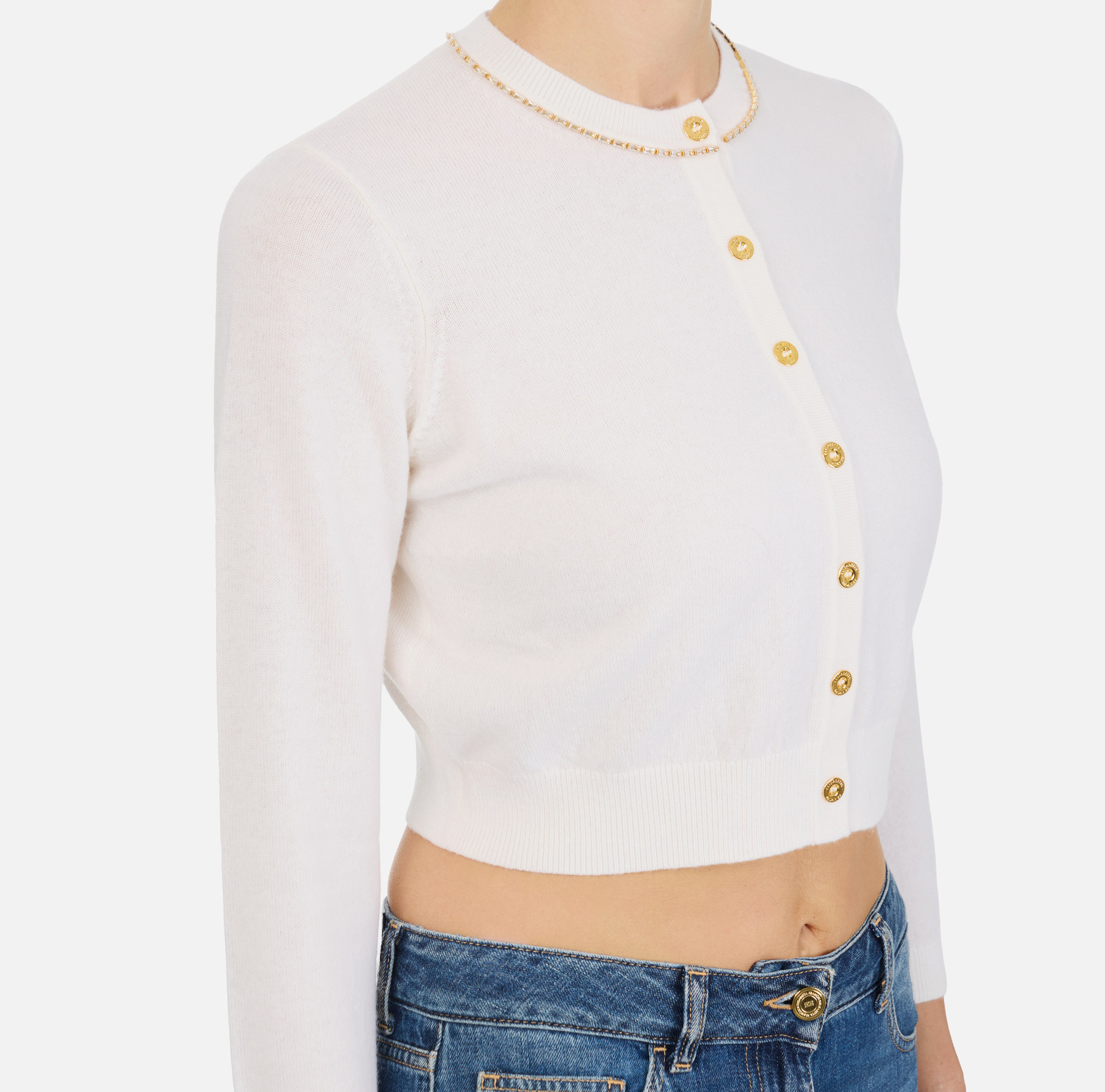 Wool and cashmere cardigan with rhinestones - Elisabetta Franchi